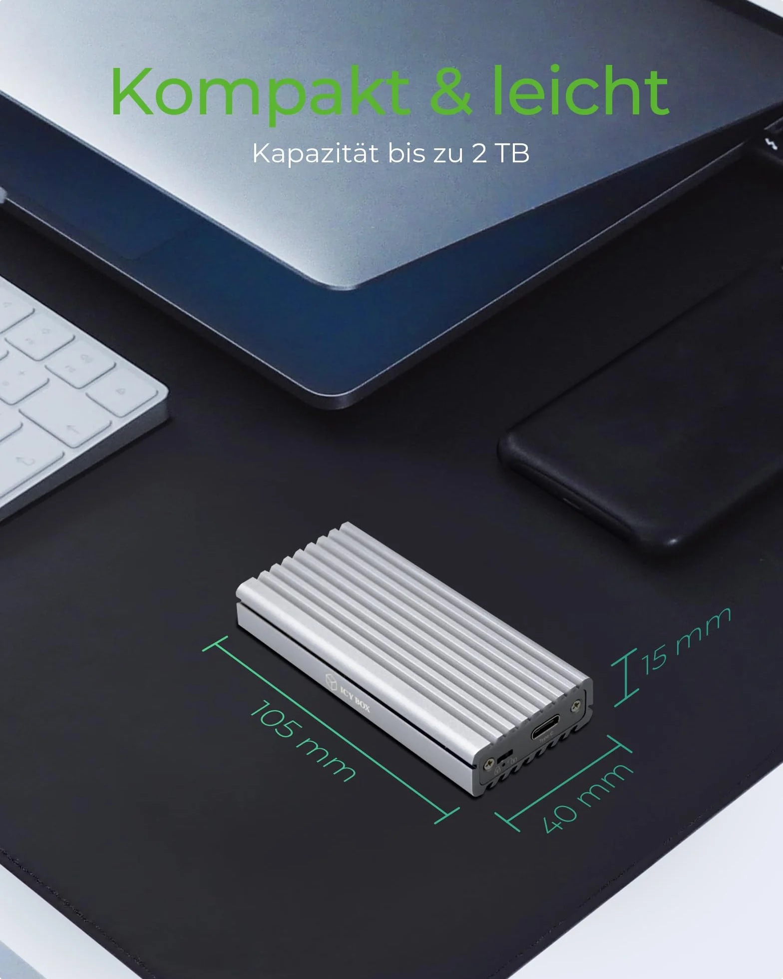 Icy Box IB-1817MA-C31 Obudowa Dysku SSD 2TB Srebrny
