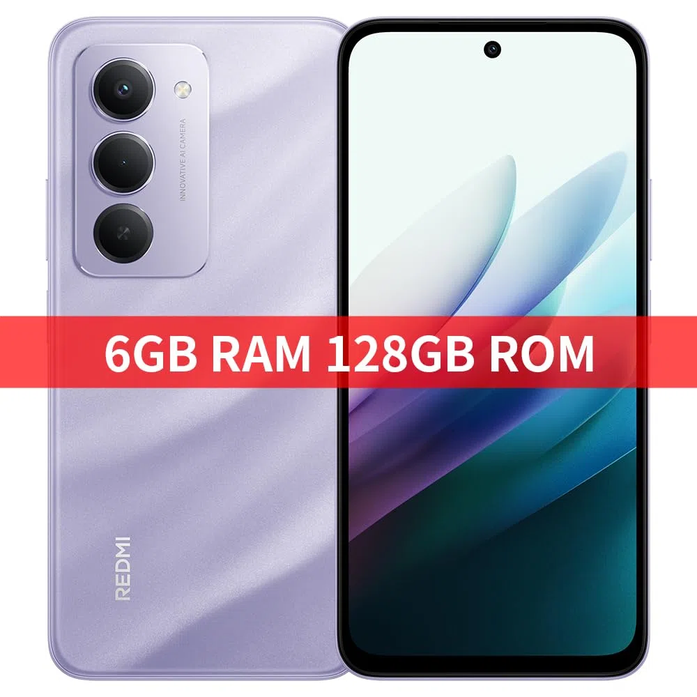 XIAOMI REDMI 15 telefon komórkowy, 6 GB + 128 GB, ekran FHD 6,9", fioletowy, 7000 mAh, szybkie ładowanie 33 W, 144 Hz AdaptiveSync, podwójny aparat AI 50 MP, z ładowarką, bez NFC, Android 15