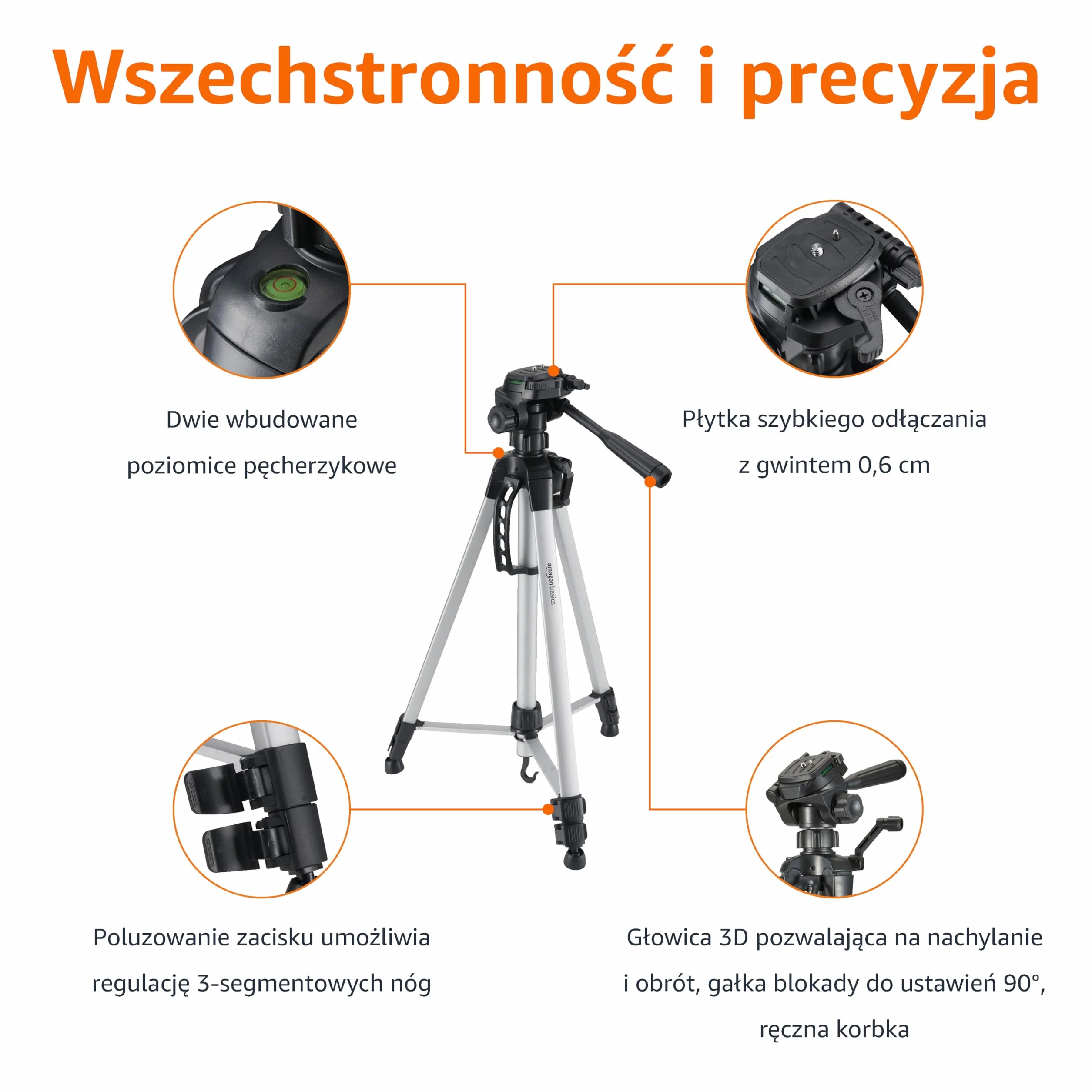 Amazon Basics WT3540 Statyw, Czarny, 152,4 cm