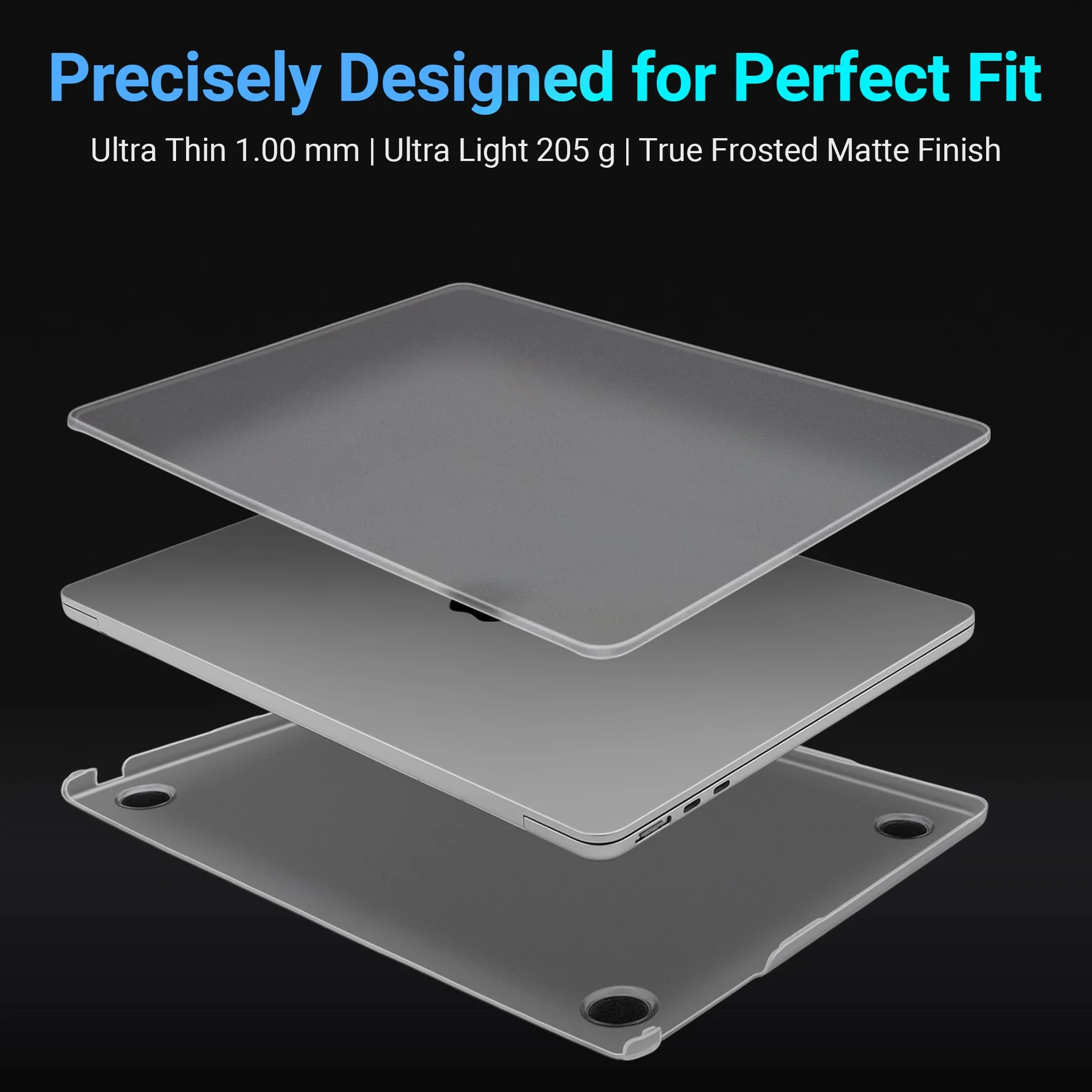 TECOOL Etui kompatybilne z MacBook Air M4 M3 M2 13,6" 2022/2024/2025 (A3240 A3113 A2681), odporne na odciski palców, ultracienkie etui ochronne z ochroną klawiatury (układ UE), matowe przezroczyste