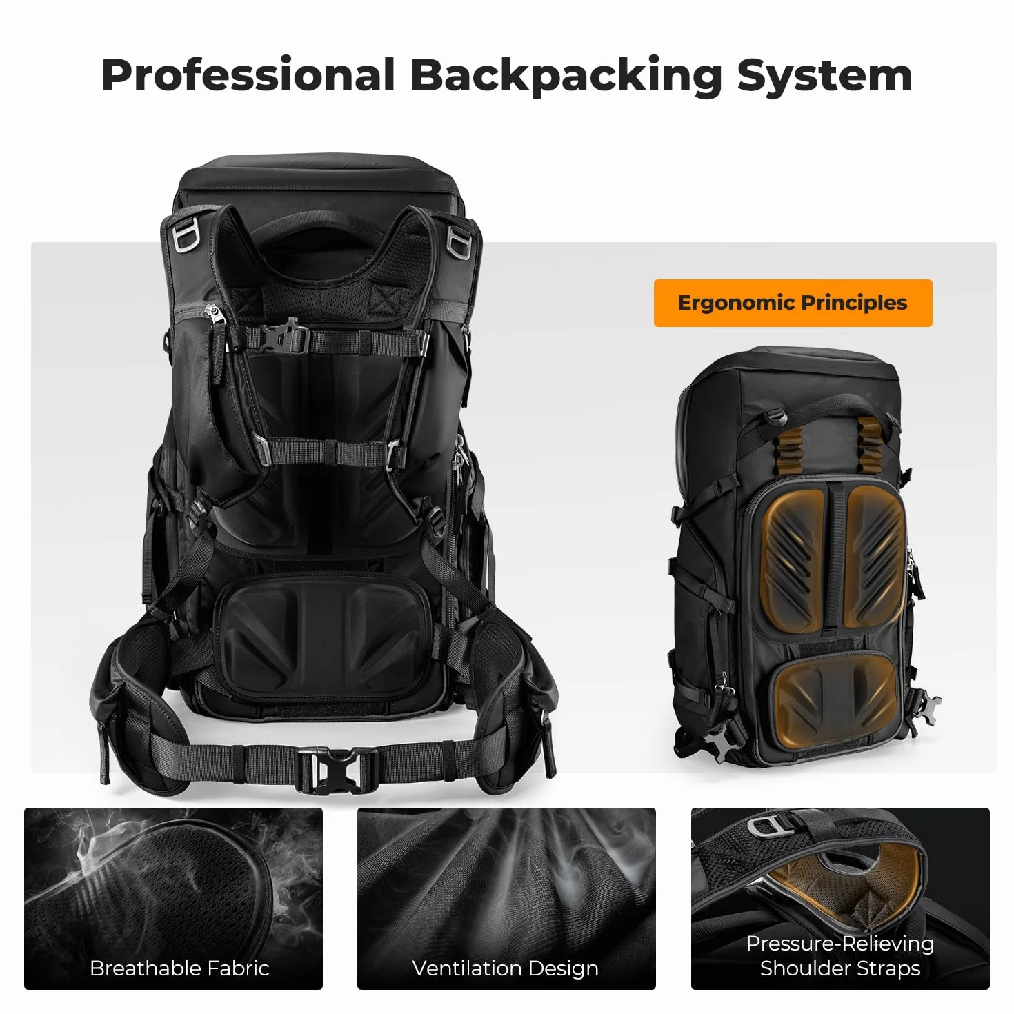 K&F Concept Plecak na aparat 30 l, profesjonalny, duży plecak fotograficzny, wodoszczelny, plecak podróżny na lustrzankę cyfrową, statyw/kask, do laptopa o przekątnej ekranu 15", nadaje się do
