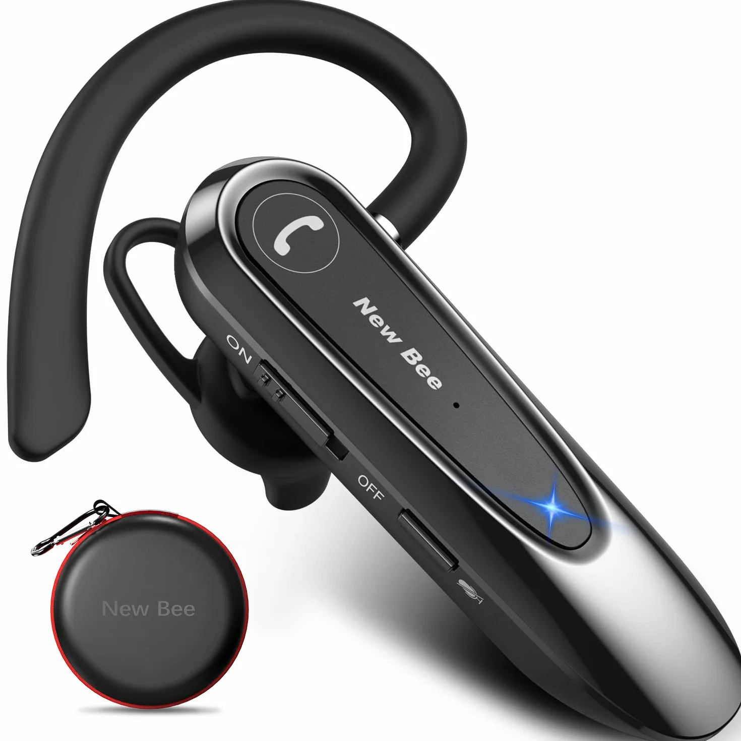 New Bee Bluetooth Headset V5.0 z podwójnym mikrofonem 25-godzinny czas rozmów głośnomówiący