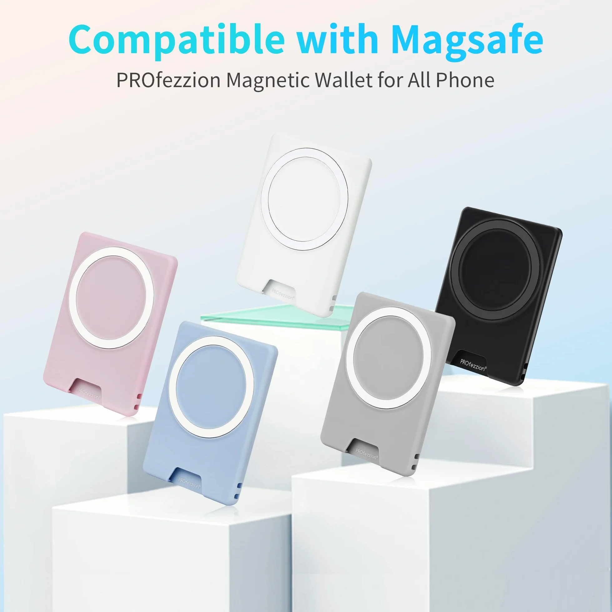 PROfezzion Dwustronna Magnetyczna Portmonetka Etui na 2 Karty Kompatybilny z MagSafe iPhone 16/15/14/13/12 Pro Max Plus Czarny