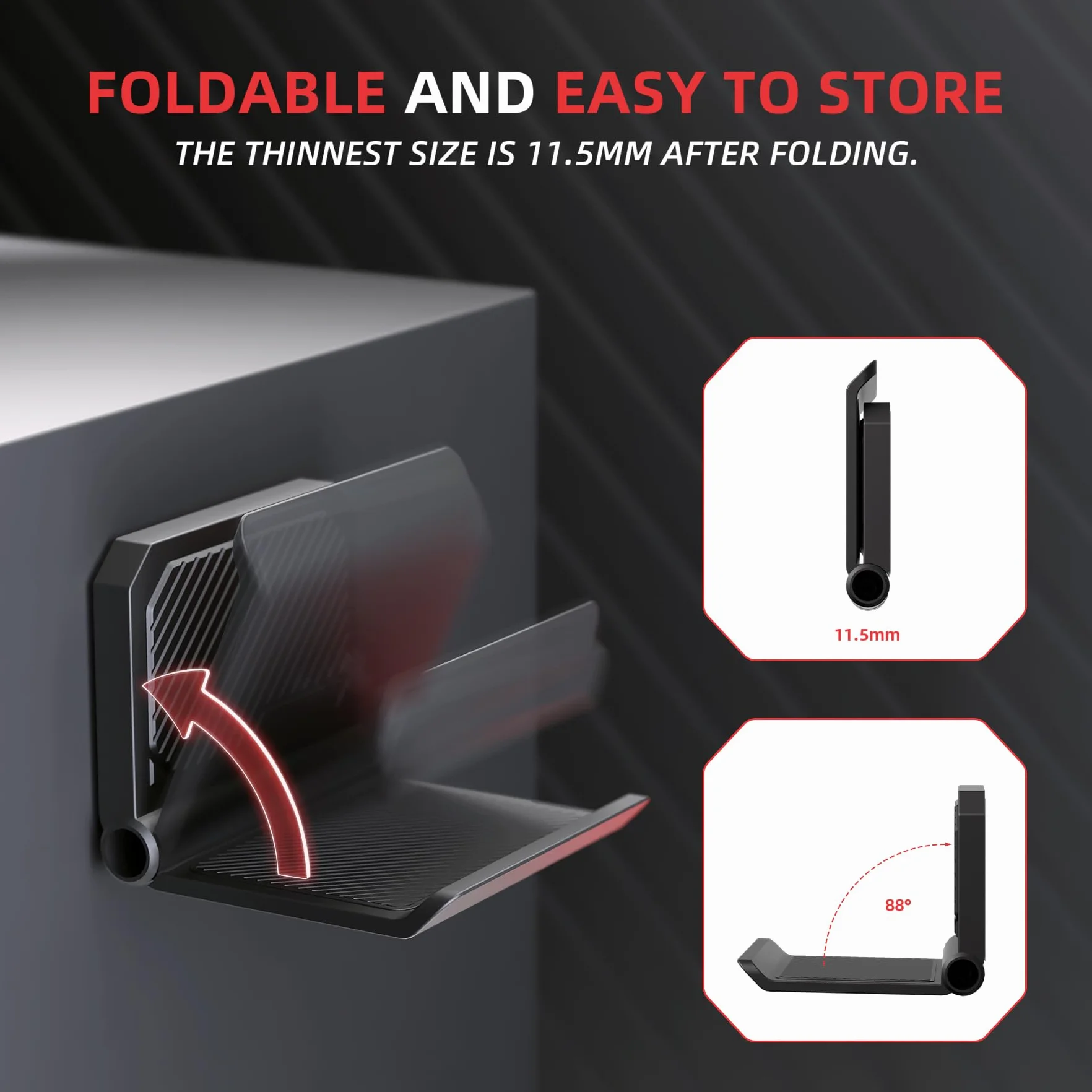 PlayVital FOLD Stojak na Kontroler do ps5 Uchwyt Ścienny Stojak do Xbox Series X/S,do Switch Pro Wieszak na Słuchawki do Xbox Wireless Headset,for Pulse 3D Headset-Czarny(4 Zestaw)