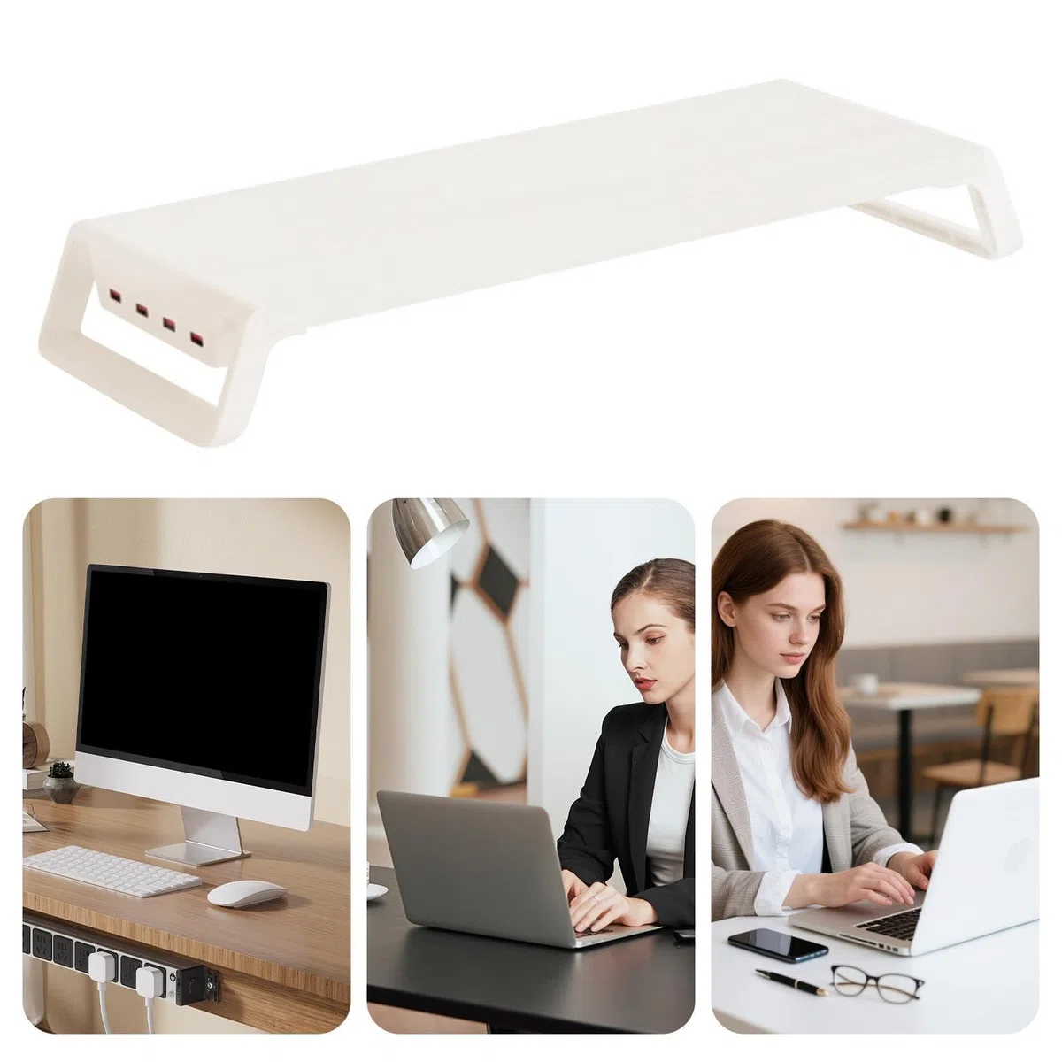 Stojąca podstawka pod monitor Organizer Na Biurko Z Półką, Akcesoria | Drewniany Organizer Pod Monitor PC do biura, domu, szkoły, mieszkania, akademika, jak również do nauki i