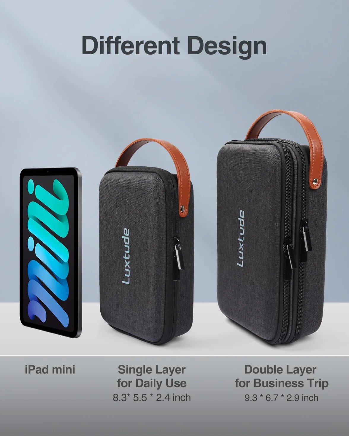 Luxtude Organizer na elektronikę, twarde etui podróżne do iPada Mini (wnętrze do 21 cm)
