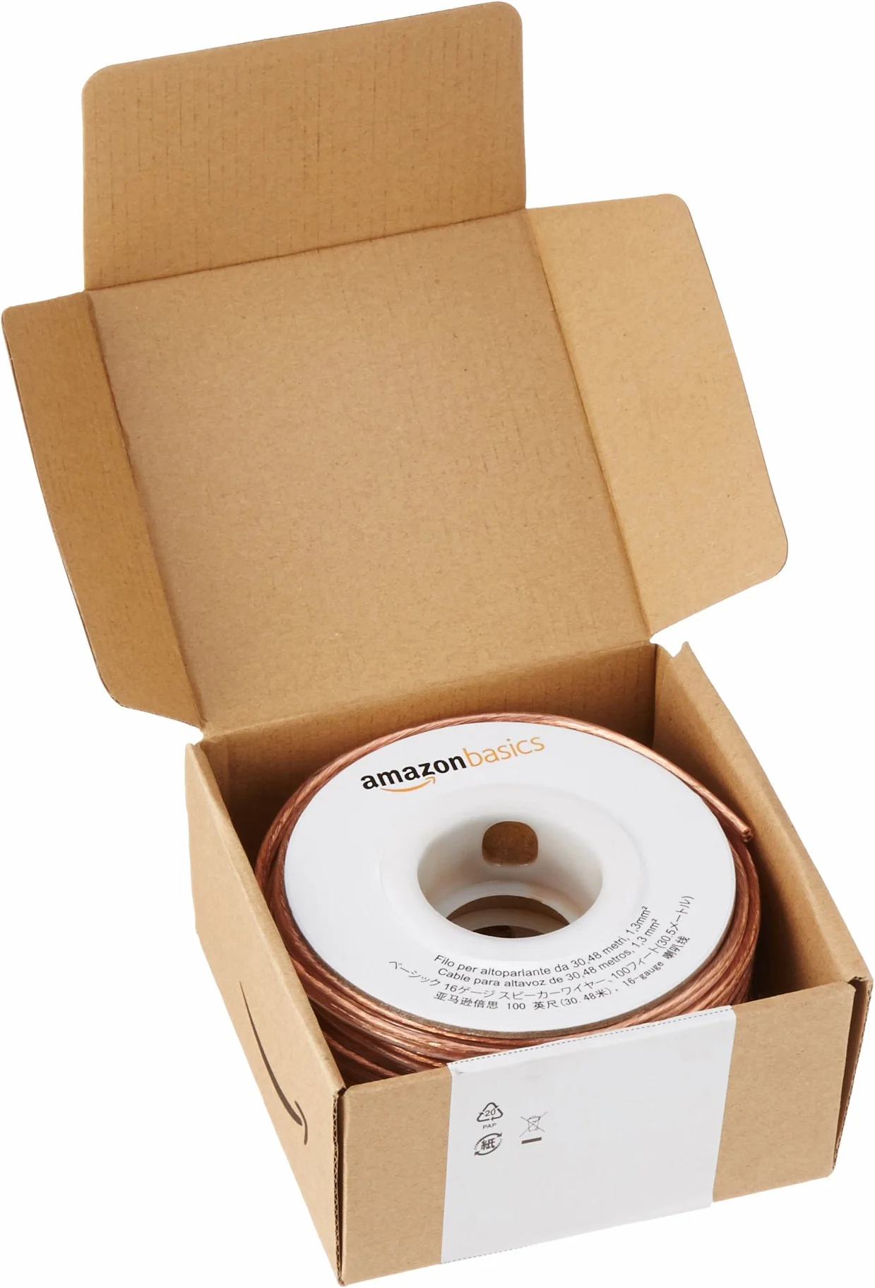 Amazon Basics 16-żyłowy przewód głośnikowy 1,3 mm², 30,48 m, brązowy