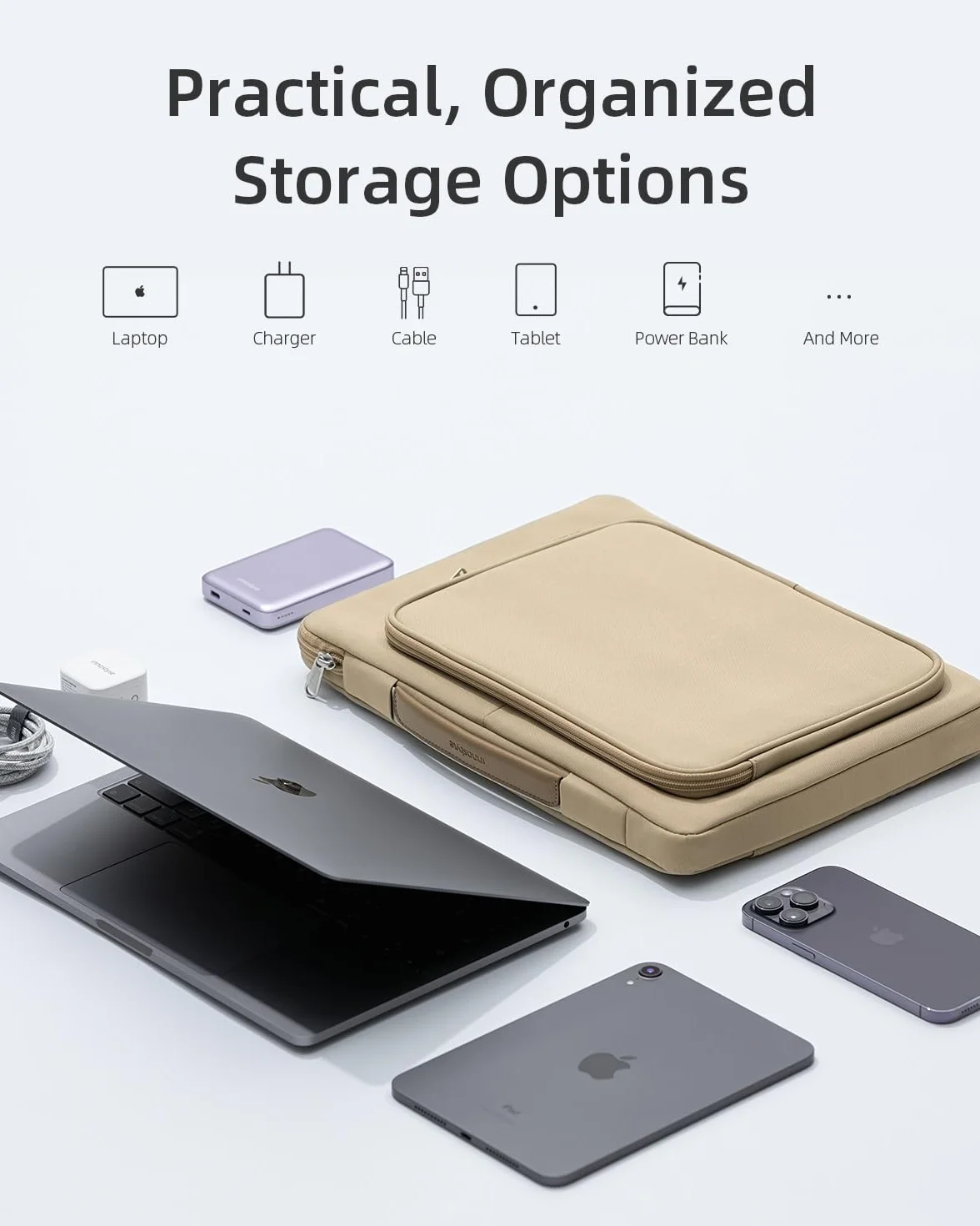 INNOSTYLE Torba Na Laptopa 14 cali, Wodoodporna, Lekka, Wytrzymała, OmniProtect Beżowa, Kompatybilna z MacBook Pro/Air, HP ProBook, Dell Inspiron, Yoga, ASUS, Idealna do Pracy i Podróży