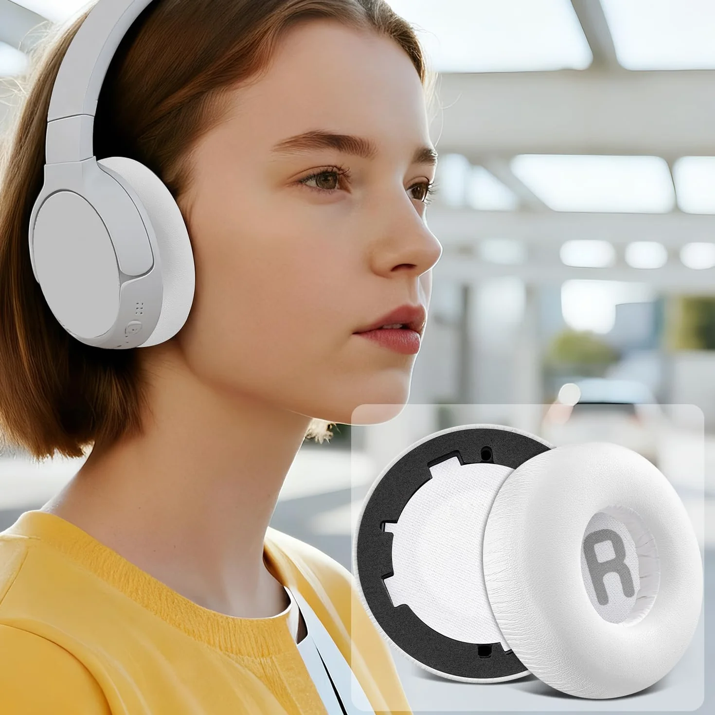 SOULWIT Wymienne nauszniki do JBL Tune 600/660/670, skóra proteinowa, pianka izolująca hałas