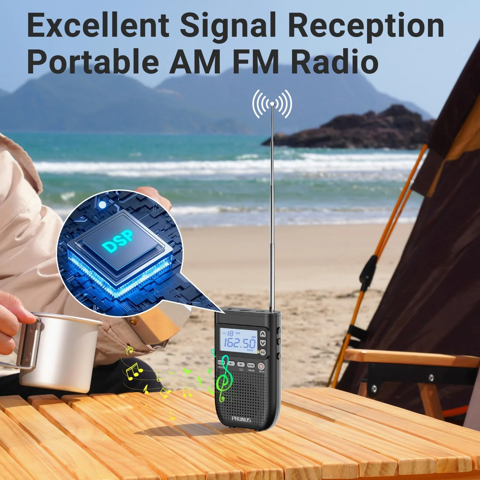 PRUNUS J-618 Radio przenośne AM FM Bluetooth 2000 mAh