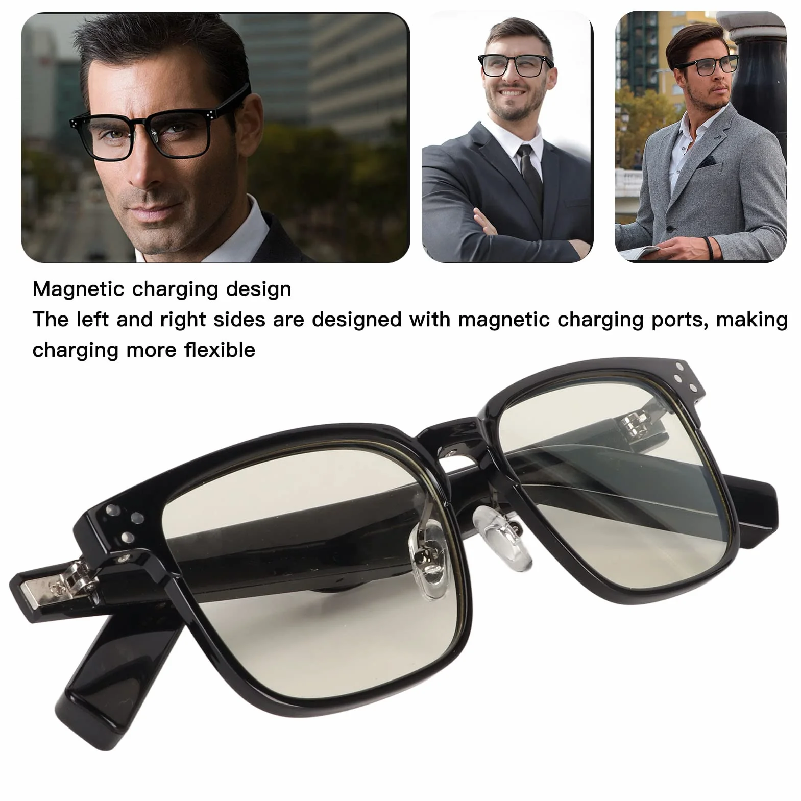Inteligentne Okulary Audio, Otwarte Okulary Muzyczne Bluetooth 5.3 z Wbudowanymi Dwoma Głośnikami, Blokowanie Niebieskiego światła, wodoodporność IPX4, Profesjonalne Inteligentne