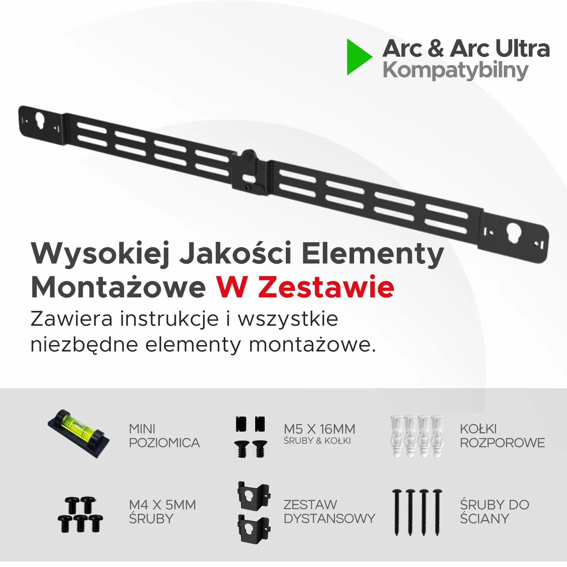 Soundbass Arc Uchwyt Ścienny, Czarny, Kompatybilny z Sonos Arc i Arc Ultra, Regulowana Głębokość, Wszystkie Akcesoria w Zestawie, Zaprojektowany w Wielkiej Brytanii