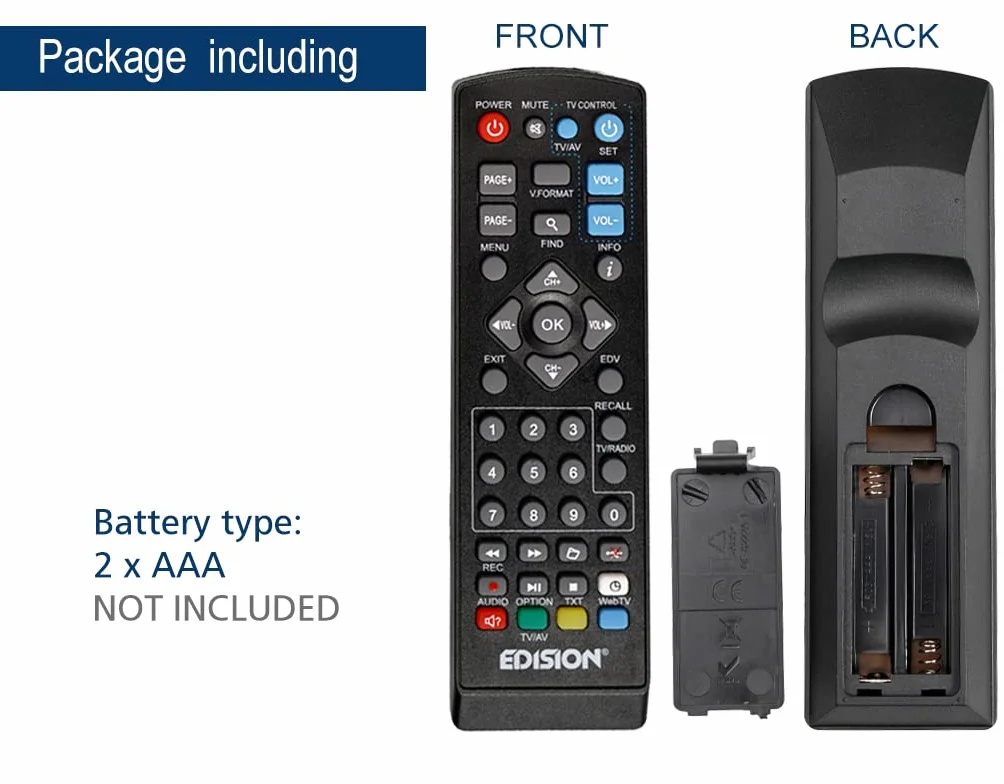 EDISION Universal Remote Control EDI-RCU 1 Learn - 2-in-1 Programmable for TV i Receiver, Kompatybilny z PICCO T265+ i NANO T265+