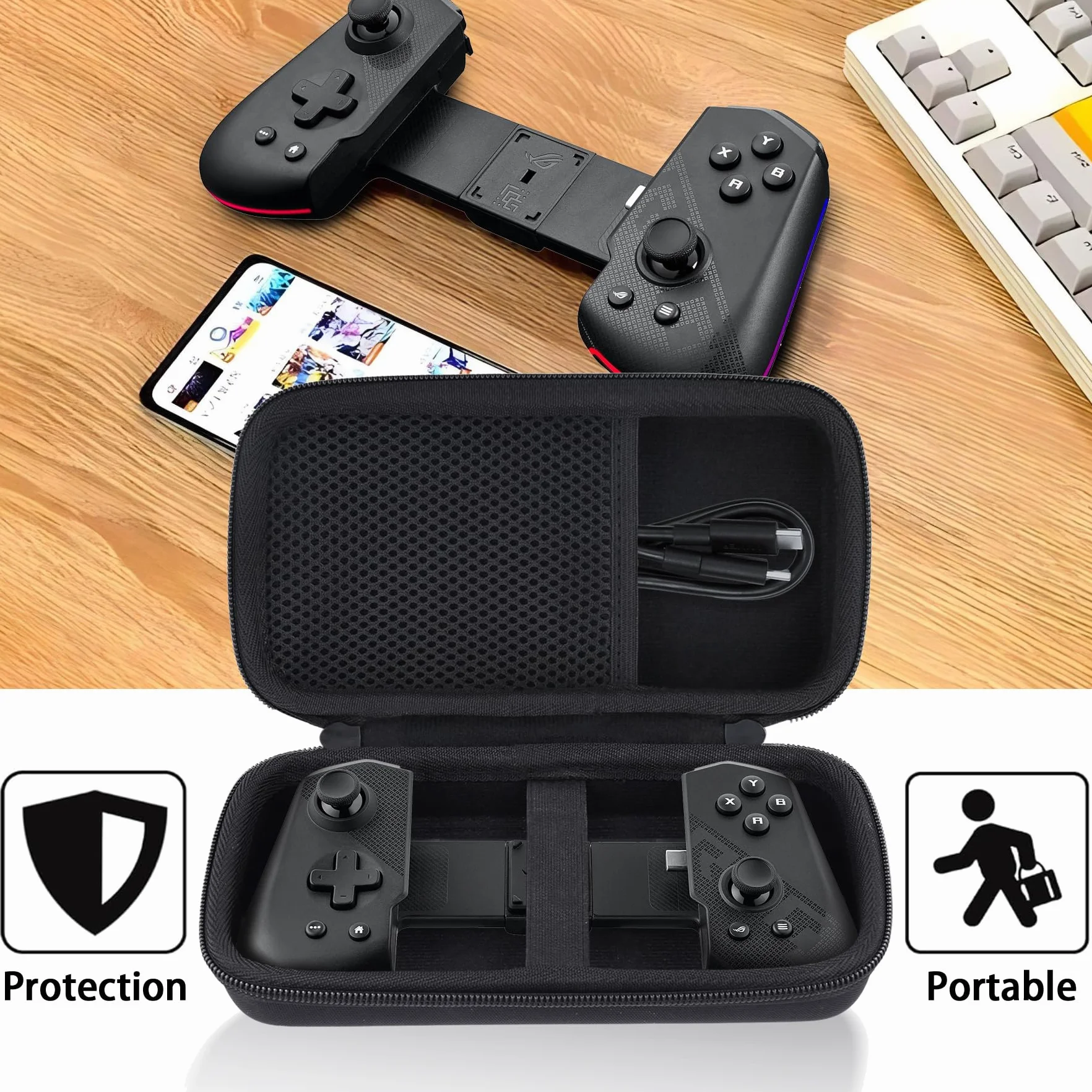 Aenllosi twarde etui ochronne do ASUS ROG Tessen Mobile Controller, czarne
