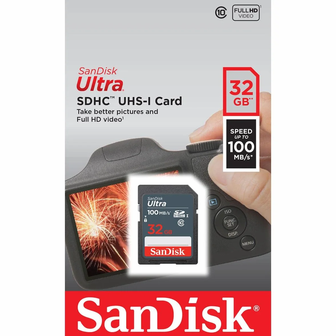 SanDisk Ultra 32GB SDHC Memory Card, up to 100MB/s, Class 10, Black/Grey