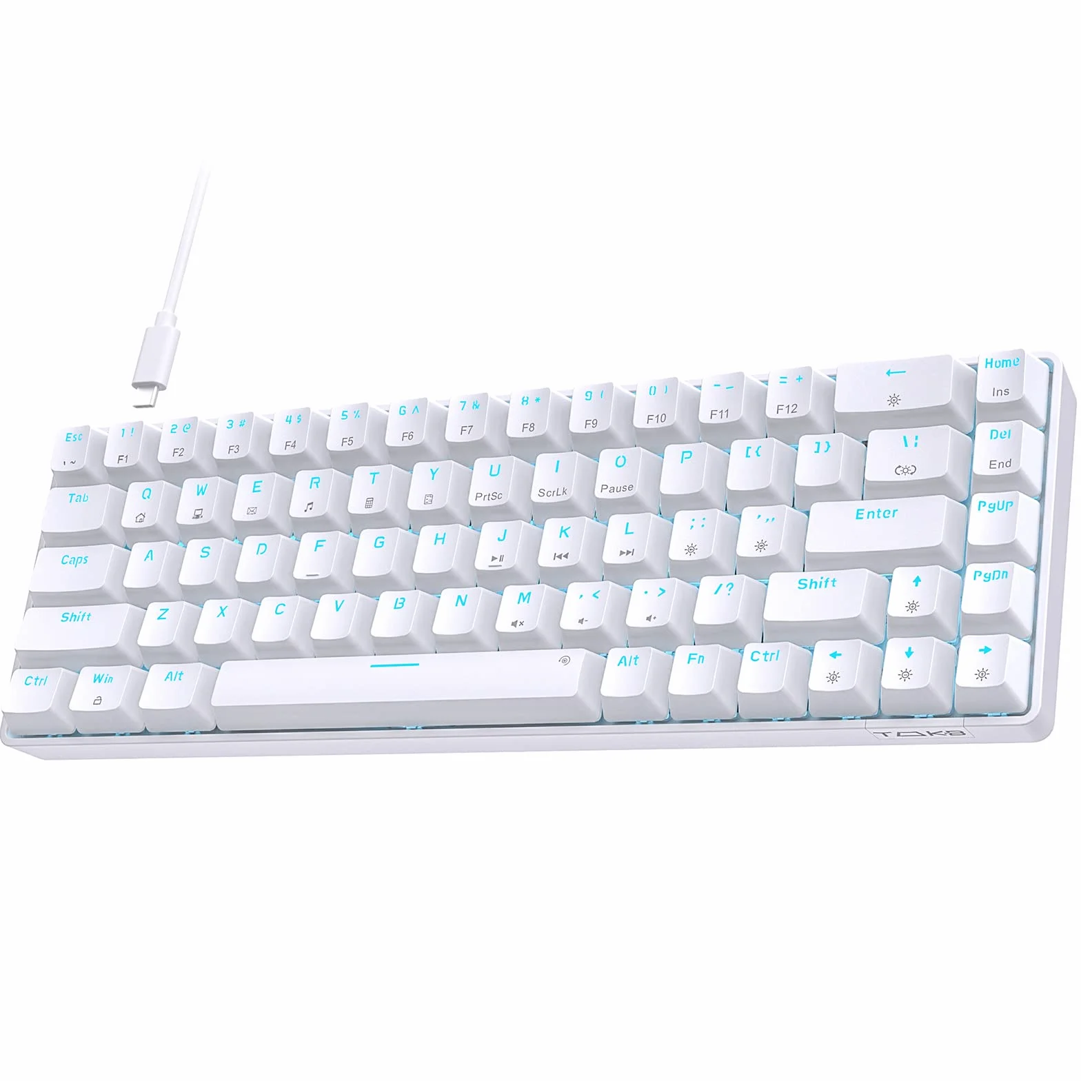 TMKB Klawiatura gamingowa, T68SE 60% Układ 68 klawiszy Przewodowa PC USB Gaming Mechanical Keyboard,Anti Ghosting US QWERTY Layout Mini Podświetlenia LED Red Switch mechaniczna Klawiatura na PC/Windows/Laptop/Mac,Biały