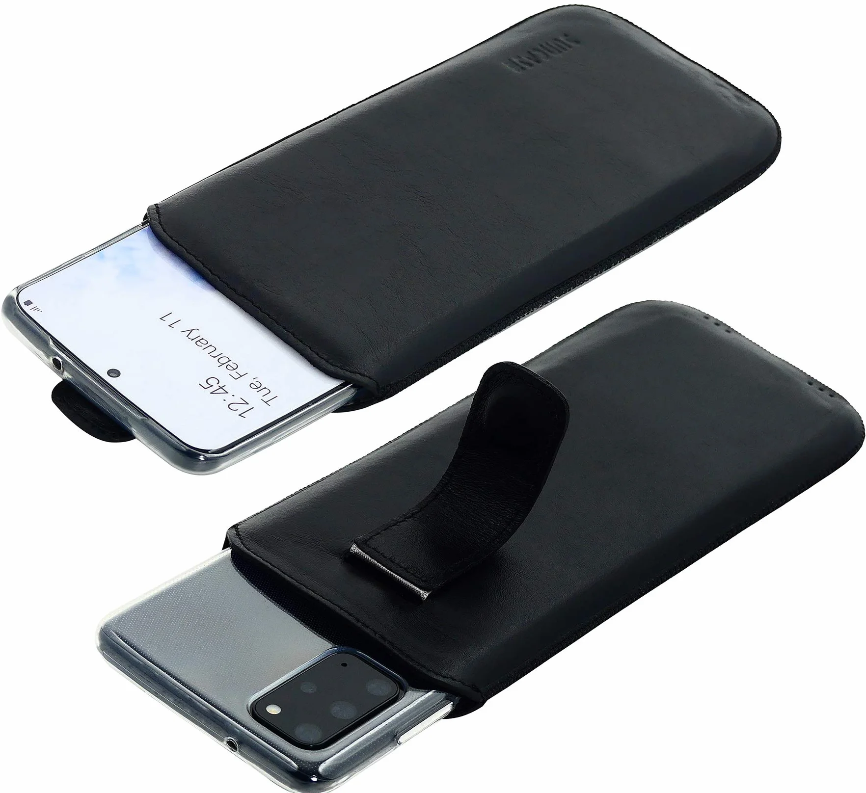 Suncase Prawdziwy skórzany pokrowiec etui kompatybilne z Motorola Edge 30 Pro czarny