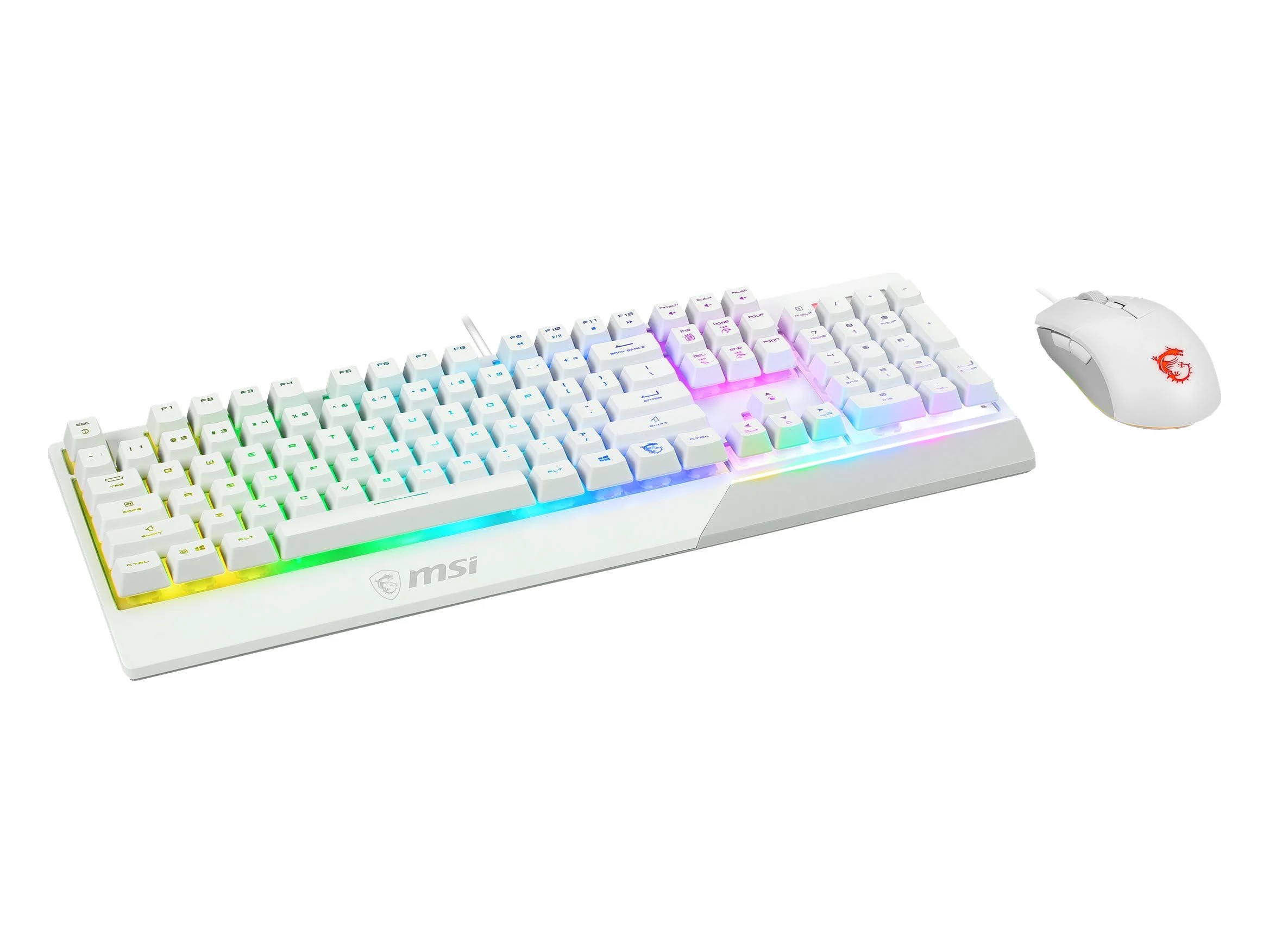 MSI Vigor GK30 Combo White DE GK30 klawiatura gamingowa i mysz gamingowa GM11 (przewodowa, przełącznik Plunger, układ QWERTZ, biała, RGB)