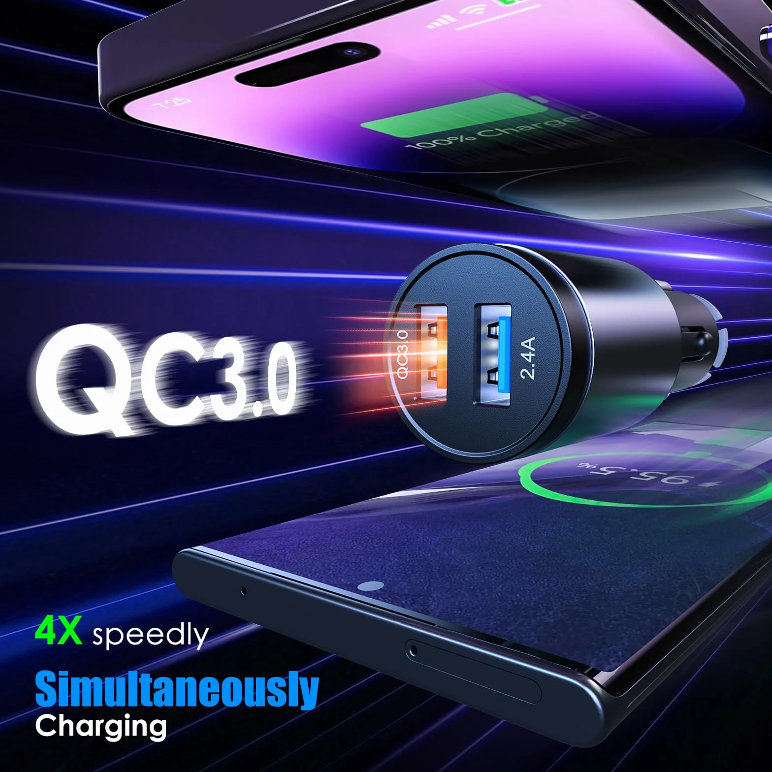 LENCENT 5.0 Samochodowy Nadajnik FM Bluetooth z Adapter AUX Bezprzewodowy QC3.0 USB-A Zestaw Głośnomówiący HiFi