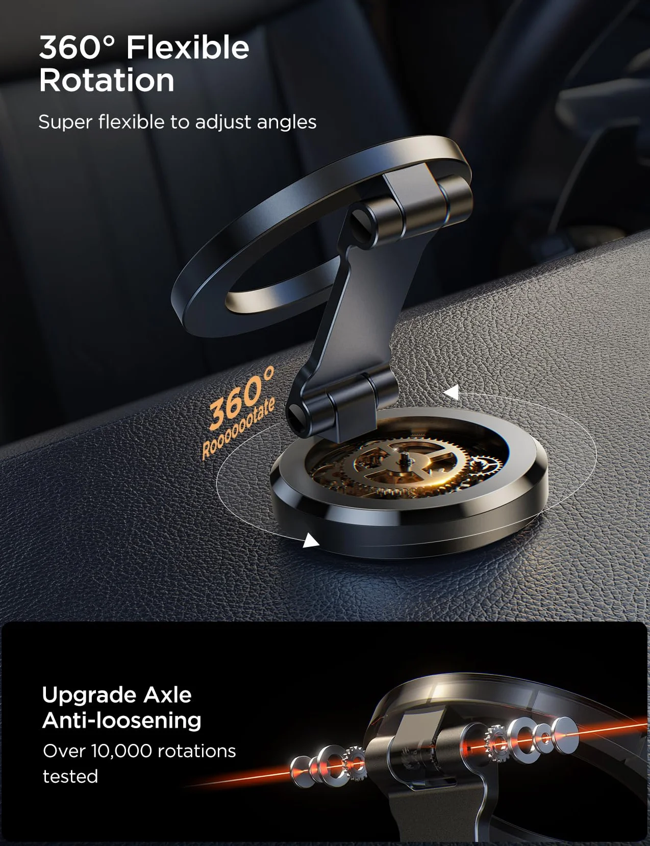 JOYROOM Pasuje do uchwytu samochodowego MagSafe, całkowicie metalowy i składany, magnetyczny uchwyt samochodowy do telefonu z magnesami 20 x N55 i regulacją 360°, uchwyt samochodowy do iPhone'a 16, 15
