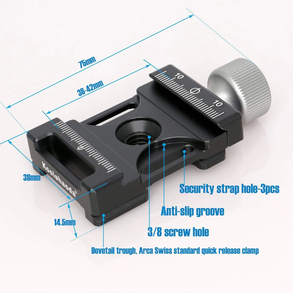 koolehaoda 38 mm Szerokość Milano Tail Quick Release Plate Clamp Compatible Arca Swiss, do 38mm QR Plate, Monopod Ballhead Statyw