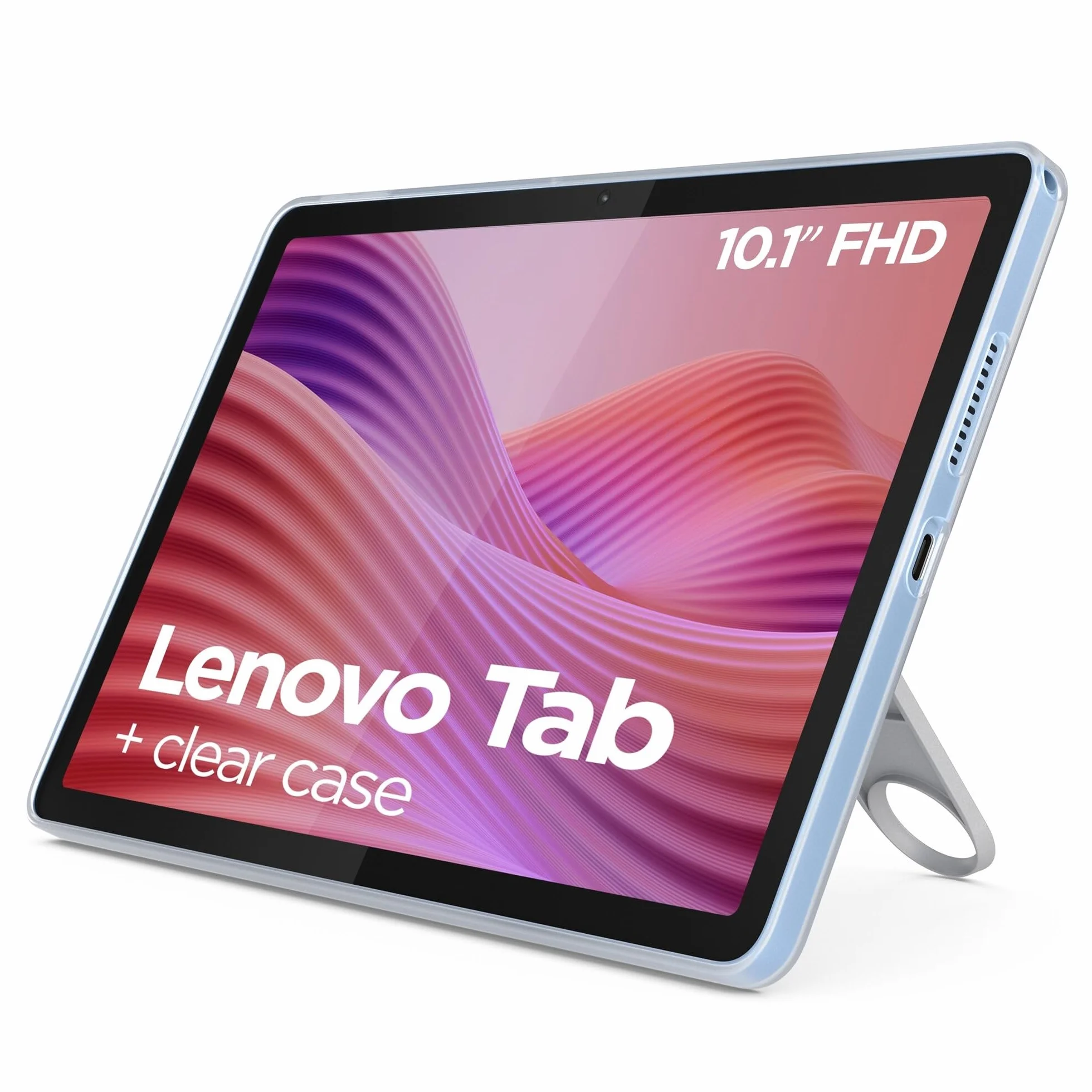 Lenovo Tab, wyświetlacz 10,1" FHD, procesor Mediatek Helio G85, pamięć 4 GB, pamięć 128 GB, WiFi 6, tablet z systemem Android 14, Clear Case w zestawie - Polar Blue