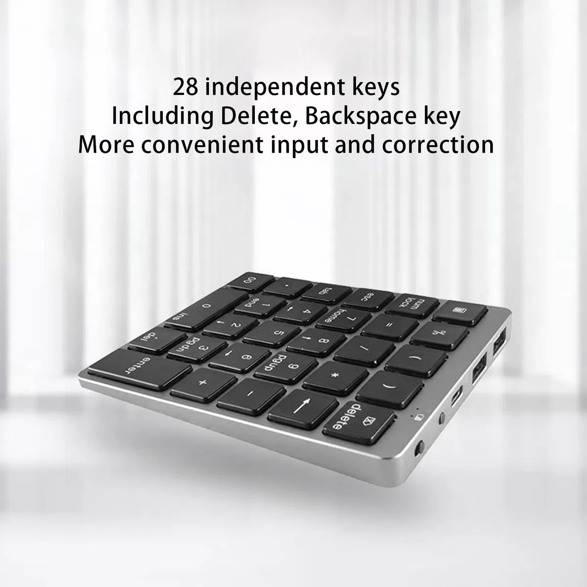 Bezprzewodowe Podkładki Numeryczne, Klawiatura Numeryczna USB Bluetooth, 28 Klawiszy Przenośna Mini księgowość Finansowa Ładowalna Klawiatura Numeryczna do Laptopa, Komputera (Ciemny szary)