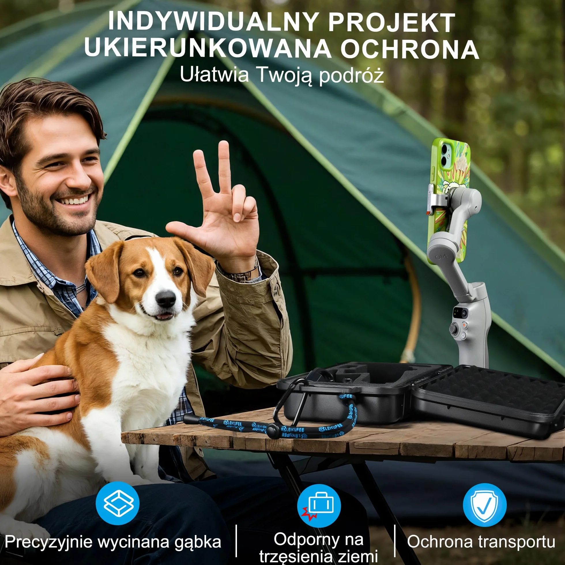 Lekufee Wodoodporna twarda obudowa podróżna dla stabilizatora gimbala DJI Osmo Mobile 7P/7,DJI Osmo Mobile 8 i akcesoriów (tylko obudowa i torba)