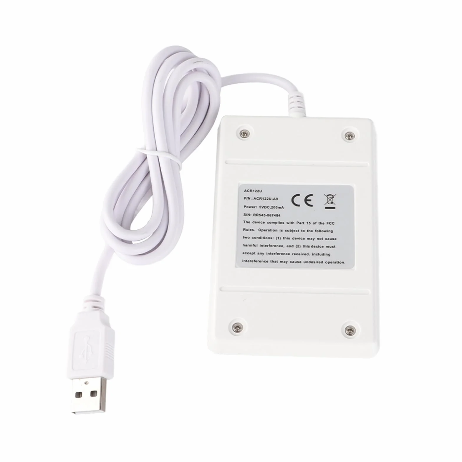 ACS, ACR122U, czytnik NFC, bezstykowy, USB, 13,56 MHz, kolor: Pearl White