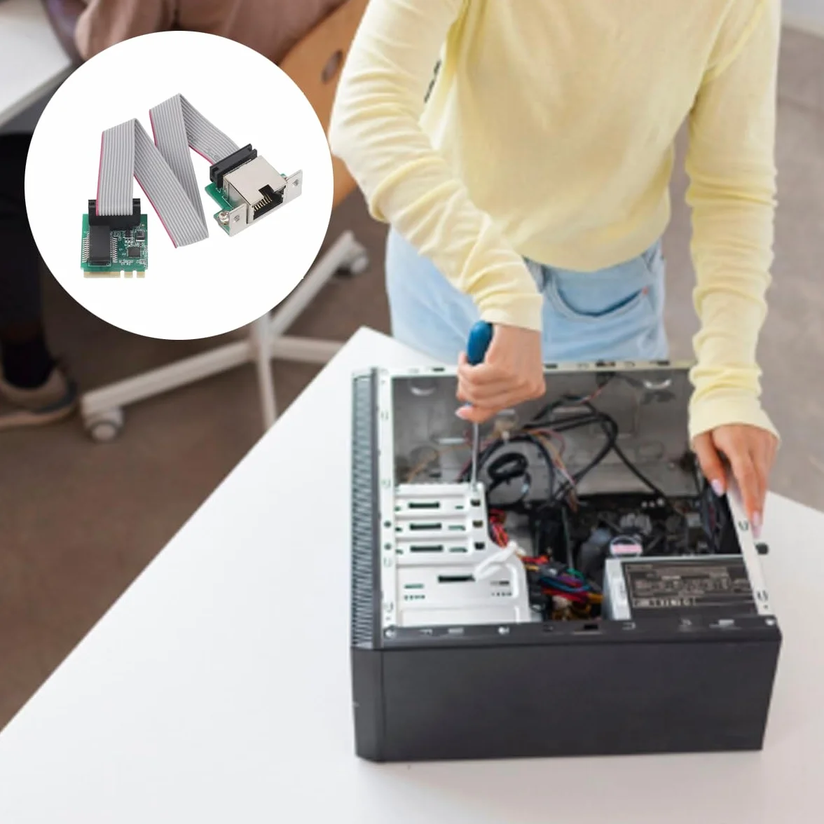 Ausi Karta sieciowa Ethernet 5G, pojedynczy port RJ45, M.2 A E do RTL8126, karta Gigabit Ethernet do komputera stacjonarnego