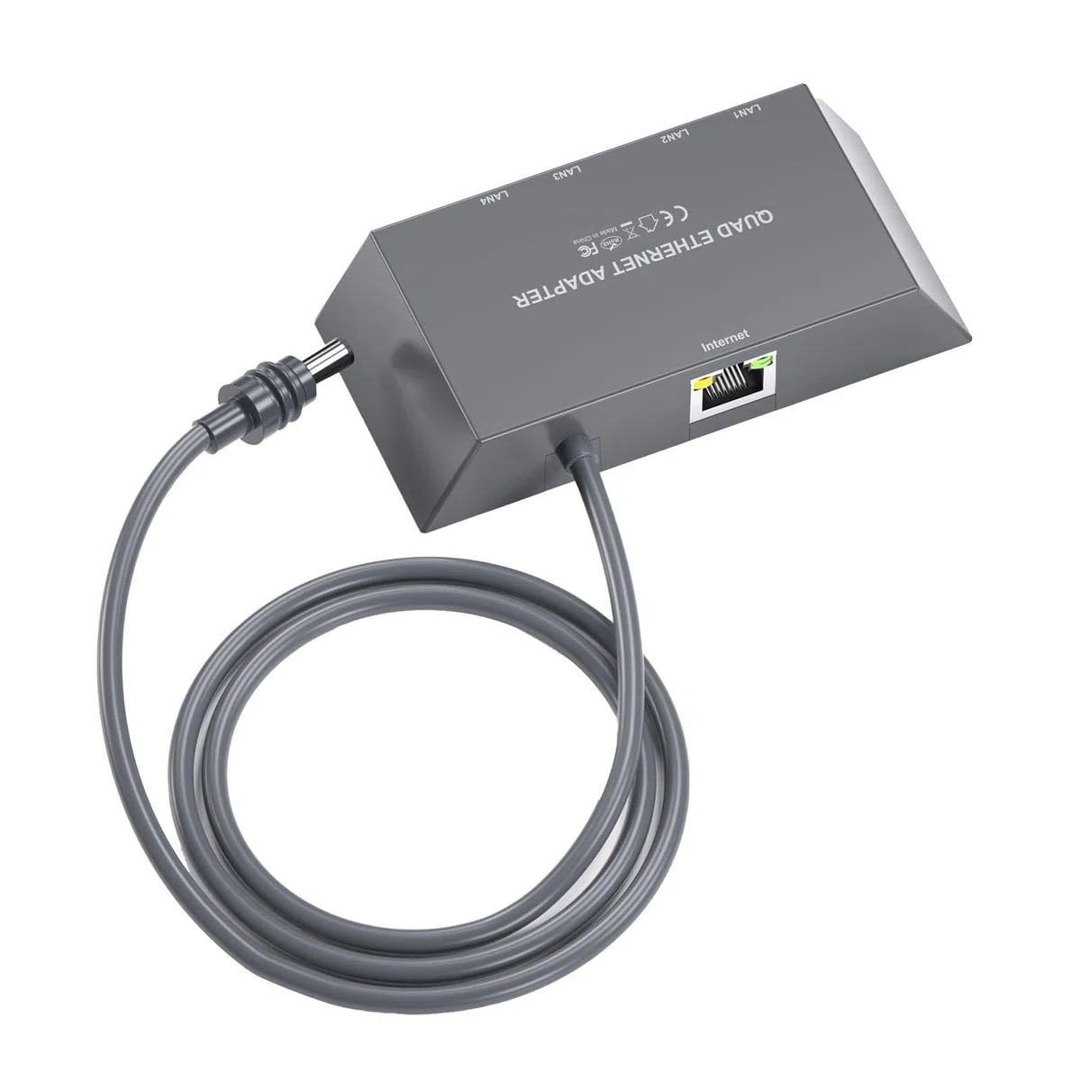 Adapter Ethernet 3. Generacji, 4-portowy Adapter Sieciowy z Kablem Ethernet, Przewodowe Zewnętrzne Urządzenie Sieciowe ze Stabilnym Połączeniem, Idealny dla 4 urządzeń Połączonych w sieć o