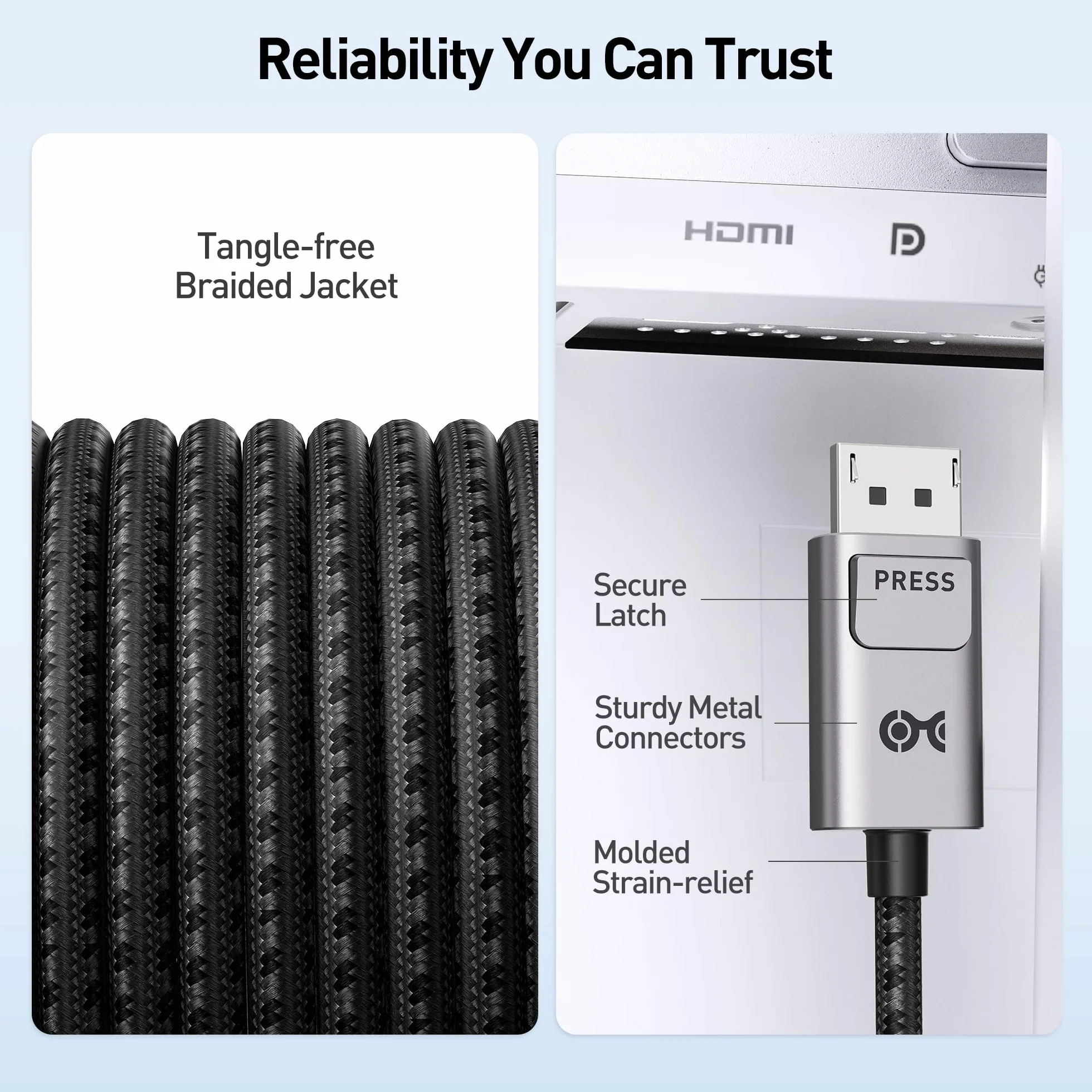 Cable Matters Wysokiej jakości pleciony kabel USB-C na DisplayPort 1,8 m (kabel USB C do DP) obsługuje 8K 60 Hz w kolorze szarym - Thunderbolt 4 / USB 4 kompatybilny z MacBook Pro Dell XPS, iPhone 15