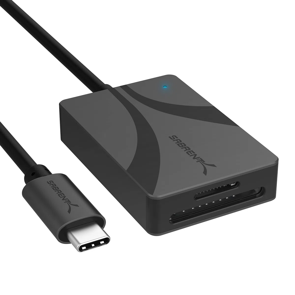 SABRENT Czytnik kart pamięci, czytnik kart USB typu C, podwójne gniazdo UHS II SDXC i microSDXC SD 4.0 5 Gb/s, aluminiowa obudowa, ultracienka, Plug and Play (CR-CSDM)
