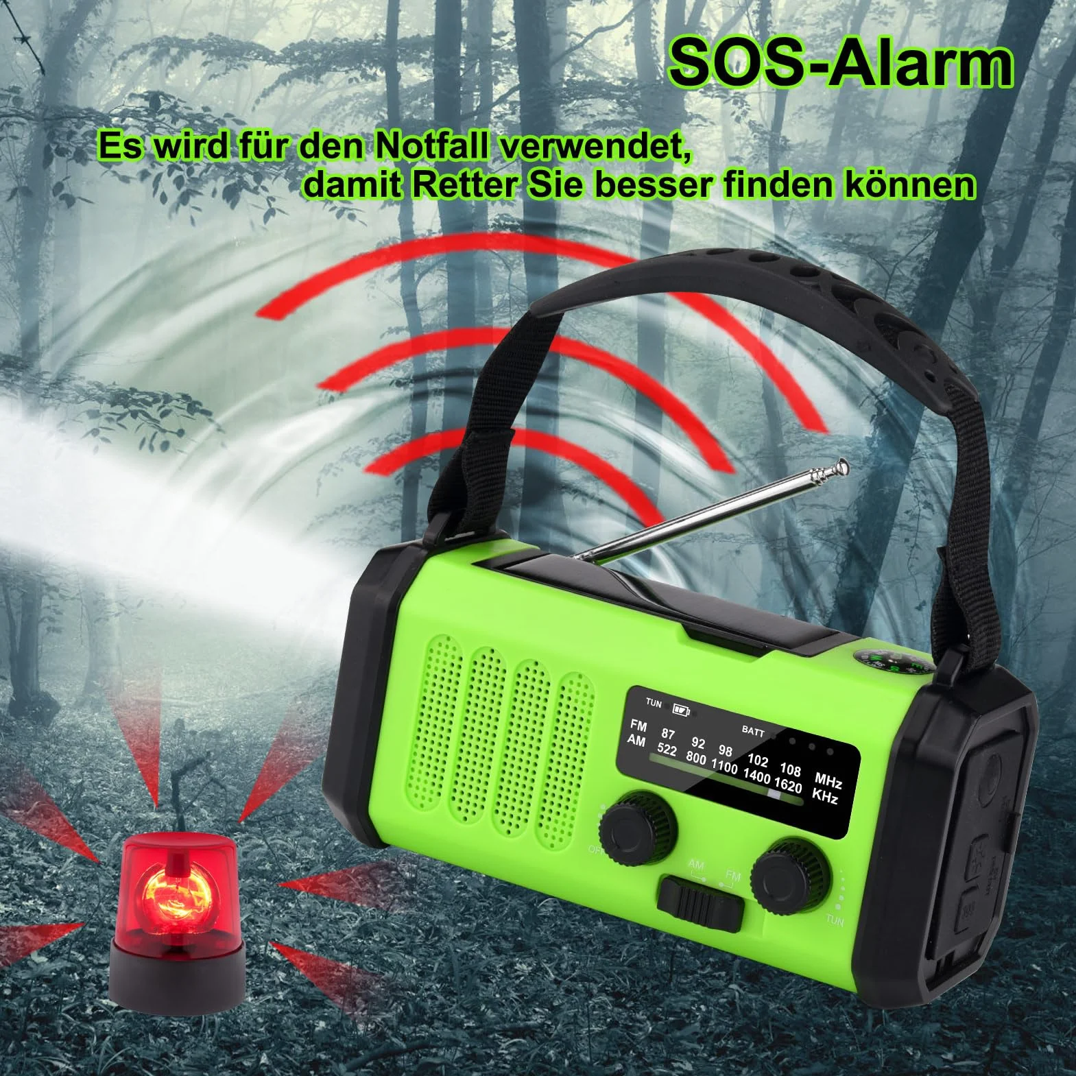 Radio solarne przenośne AM/FM 10000 mAh powerbank latarka LED alarm SOS dynamo