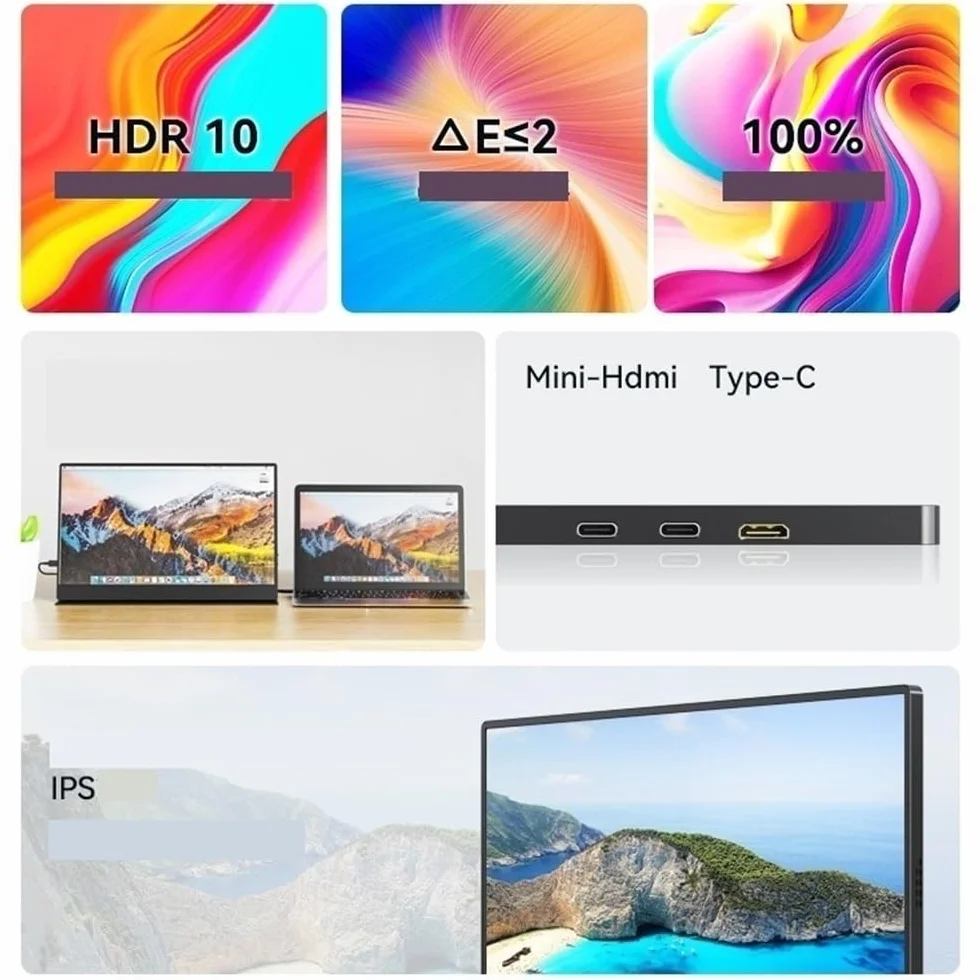 Przenośny monitor do laptopa 3840 * 2400 100% SRGB 60Hz przenośny wyświetlacz mobilny konsola do gier zewnętrzny drugi ekran Przenośny monitor