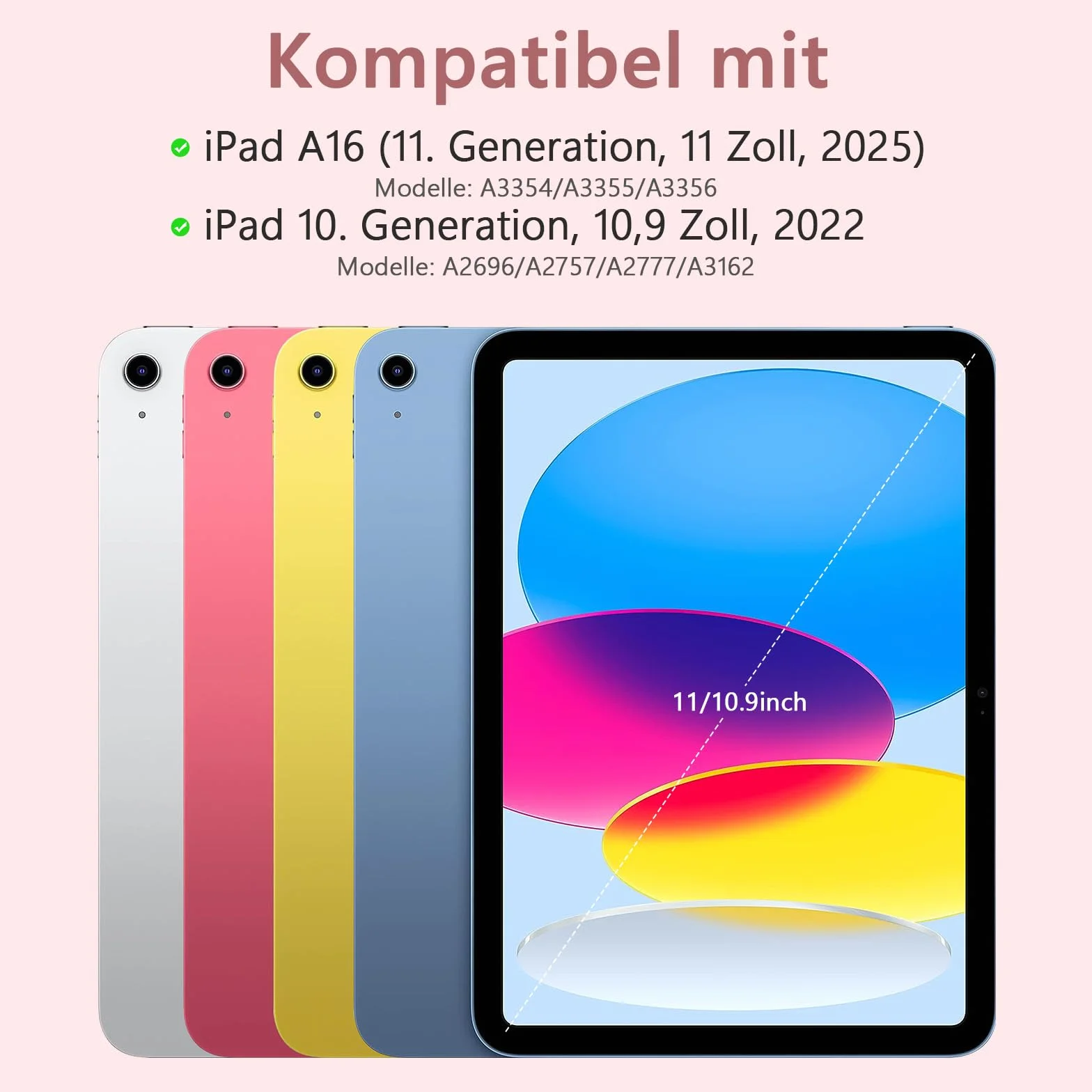 Etui z klawiaturą do iPada A16 11 generacji 2025/10 Generation 2022, bezprzewodowa Bluetooth, QWERTZ niemiecki