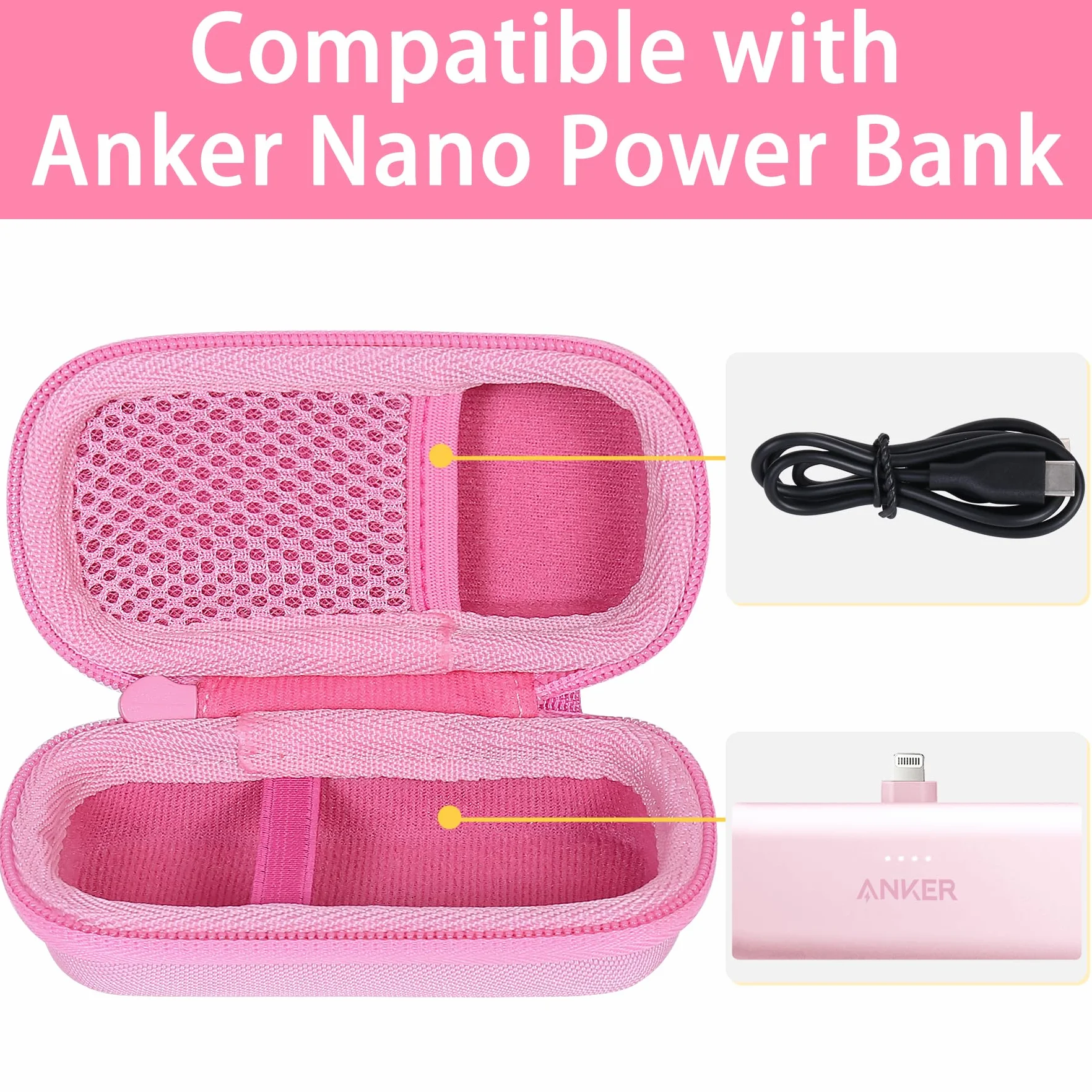 co2CREA Twarde przenośne etui ochronne do Anker Nano Powerbank 5000 mAh Powerbank 22,5 W USB-C Konektor / Anker 621 Powerbank 5000 mAh 12 W zewnętrzny akumulator do telefonu komórkowego, tylko torba