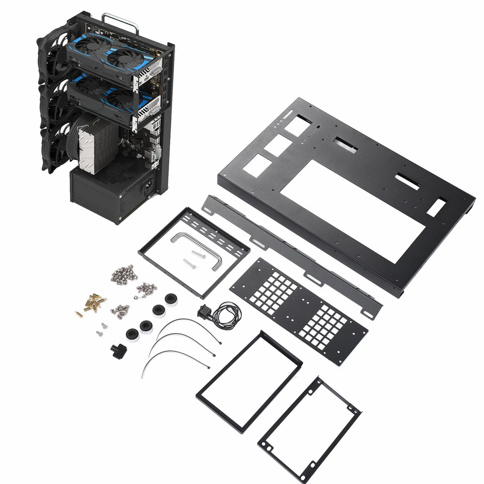 Dilwe ATX M ATX ITX Komputer do Gier DIY Płyta Stalowa Obudowa Ochronna Płyty Głównej z Uchwytem, ​​mocne Chłodzenie Otwarta Rama dla Entuzjastów Technologii