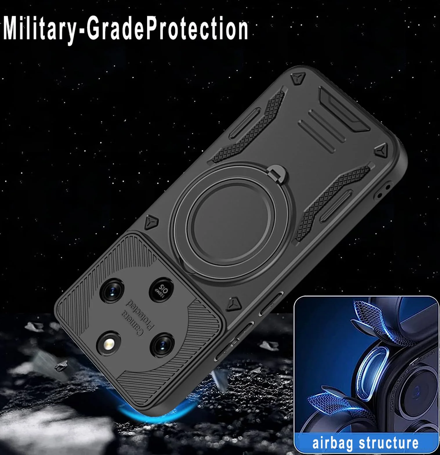 Etui do Honor Magic8 Lite/Magic 8 Lite 5G, TPU/PC 2 w 1 Hybrid uchwyt samochodowy obracany o 360°, odporne na uderzenia i upadki, etui na telefon komórkowy, niebieskie