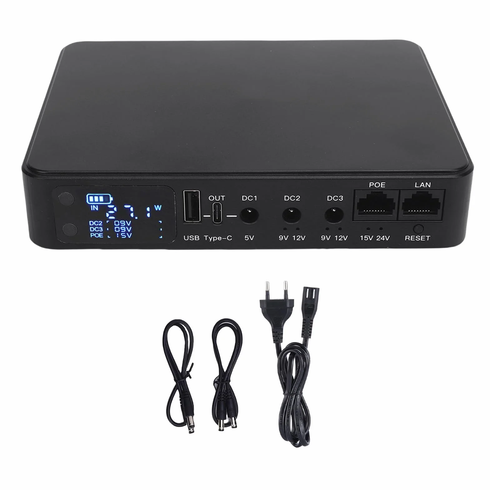 Greensen POE15V UPS Zasilacz Digital Digital 18000 MAh Bateria Zapasowa dla Kamer Bezpieczeństwa, Routerów, Skanerów Odcisków Palców (wtyczka UE)