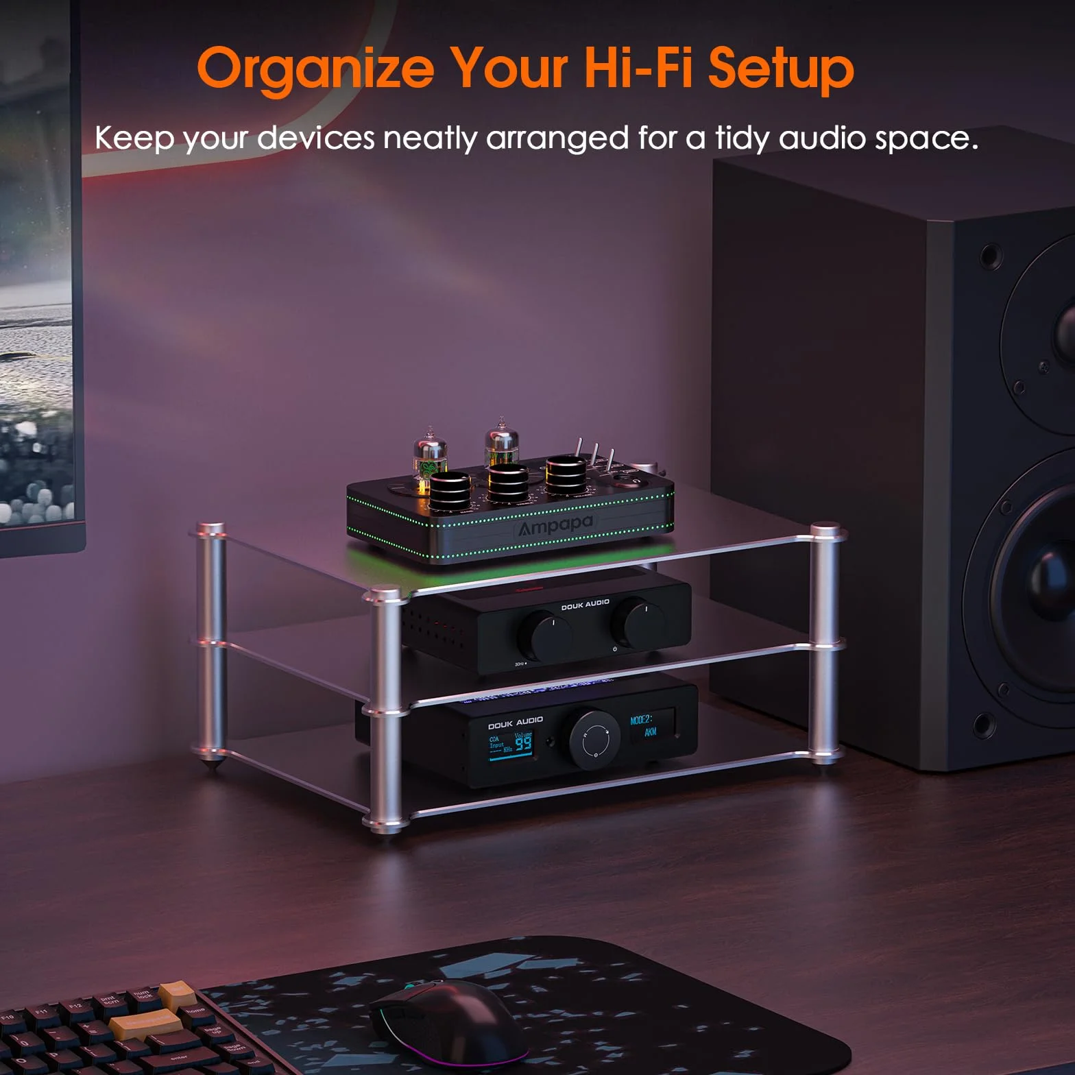 Douk Audio stojak na wzmacniacz aluminiowy wentylowany do kina domowego HiFi AV