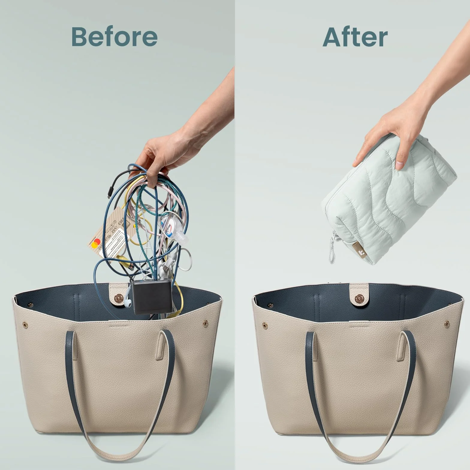 Pufiasta Tech Pouch Elektroniczny Organizator Podróżny na Akcesoria, Sznurki, Ładowarki i Airpods