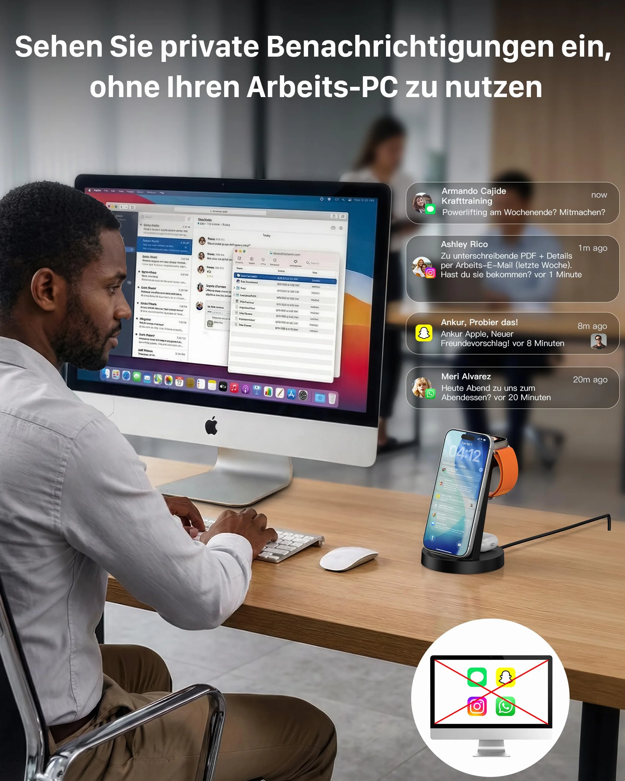 Bezprzewodowa ładowarka Stacja ładująca kompatybilna z Phone 17 Air 16e 16 15 14 13 12 11 X Pro Max & Ładowarki indukcyjne iWatch 11-2 z Pods 4 3 2 Pro z 18W Fast adapterem (Czarny)