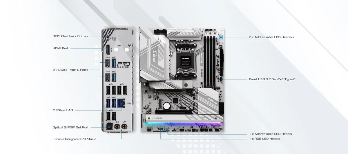 ASRock Płyta główna AMD X870 Pro RS AM5 DDR5 PCIe 5.0 ATX