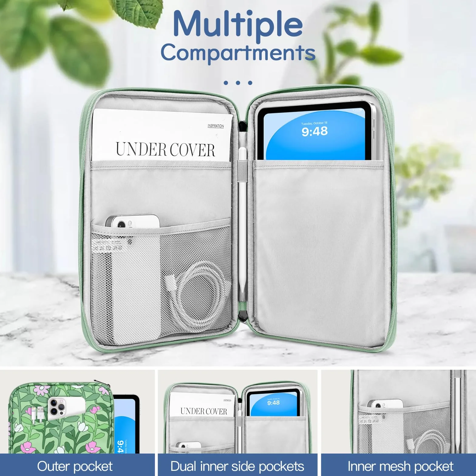 Dadanism 9-11 Inch Tablet Sleeve fits iPad 10.2 2021-2019, iPad Pro 11 2021-2018, iPad Air 4 10.9 2020, Galaxy Tab A8 10.5 2022, Tab A7/S6 Lite 10.4 2020 Tablet Protective Sleeve Bag, Papaver Rhoeas