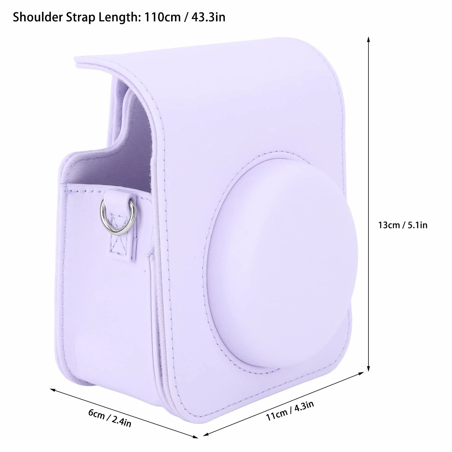 ASHATA Etui Ochronne do Aparatu Fuji Instax Mini 12, Torba PU na Aparat Mini 12 z Regulowanym Paskiem na ramię (Fioletowy Irys), ASHATA5GSAGK04CI-16
