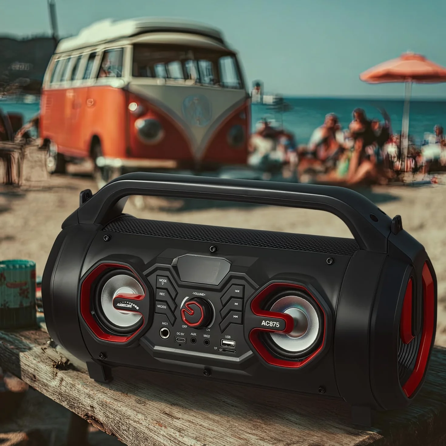 Audiocore AC875 Przenośny głośnik Bluetooth 5.0 Boombox 30W PX4 Odporny na zachlapania