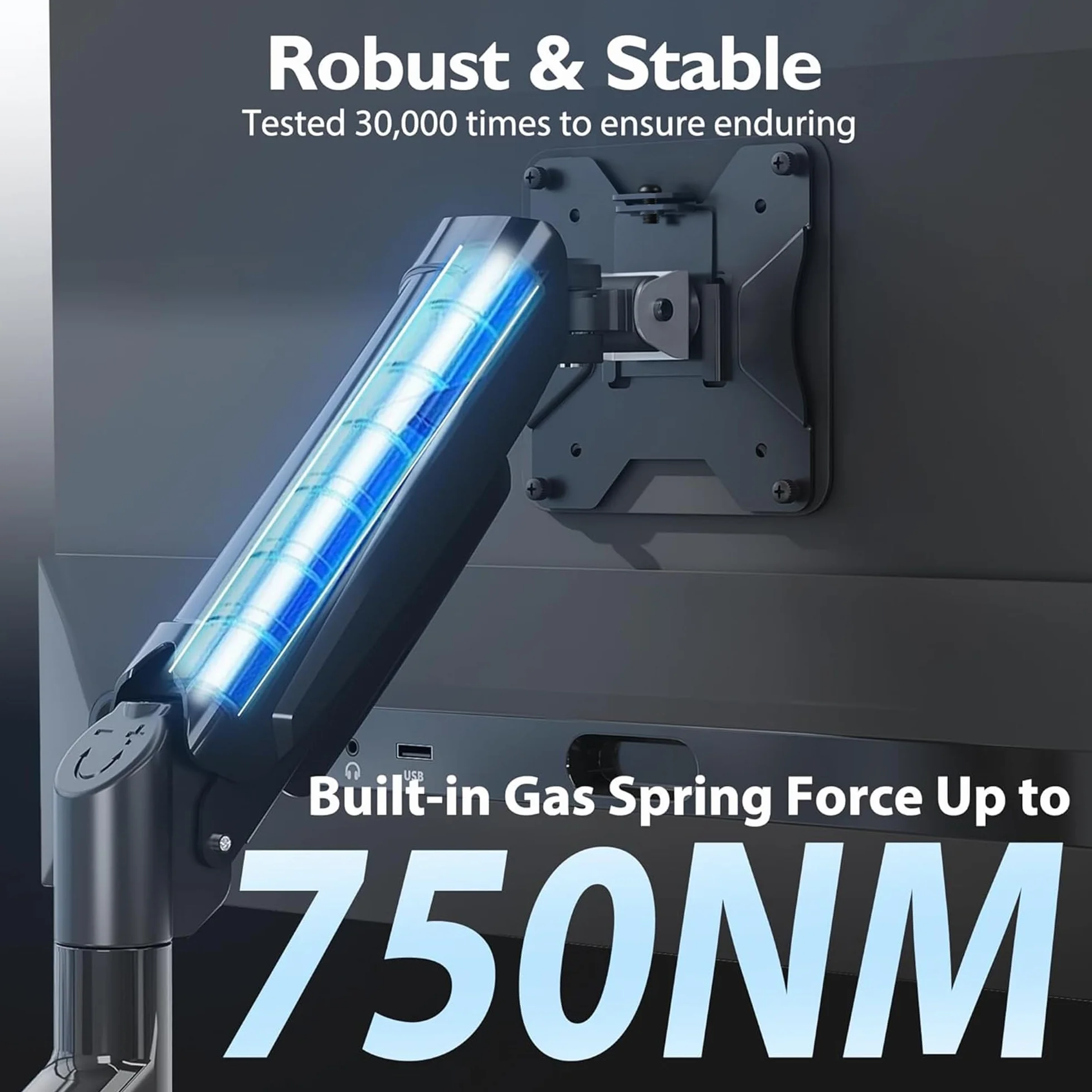 BONTEC Pojedyncze Ramię Monitora 13-32 cale, VESA 75x100mm, Nośność 9 kg, Regulacja Wysokości i Obrót 360°