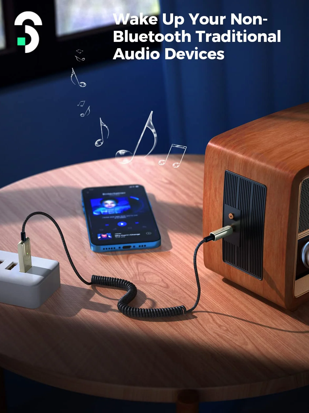Samochodowy adapter Bluetooth Aux, odbiornik 5.1 Bluetooth z mikrofonem do muzyki i zestawu głośnomówiącego, kompatybilny z domowym zestawem stereo, słuchawkami, głośnikami itp.