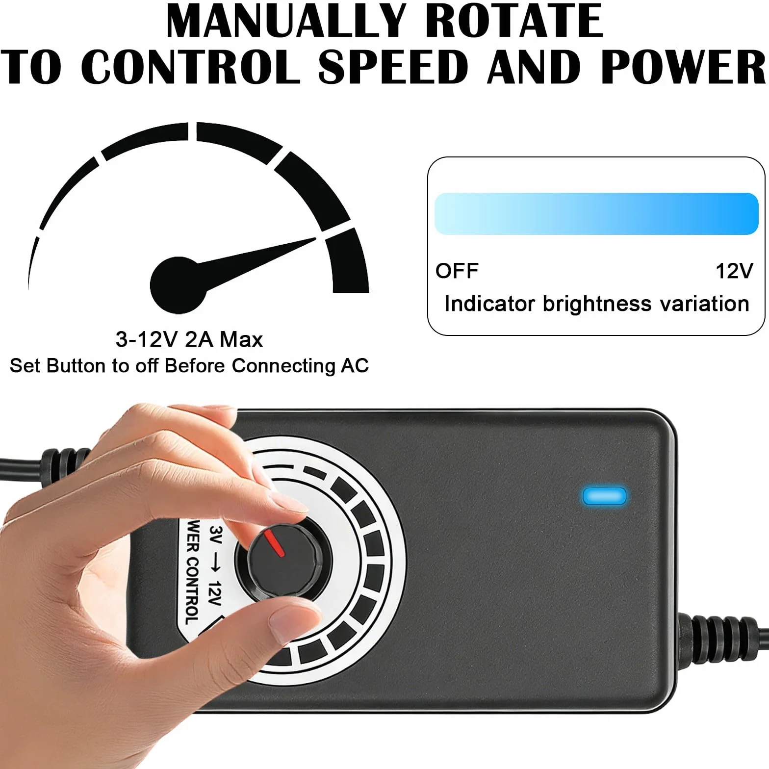 Regulator prędkości obrotowej wentylatora PWM DC 3-12 V Step up 100-240 V AC 1-4 PC Fan Adapter